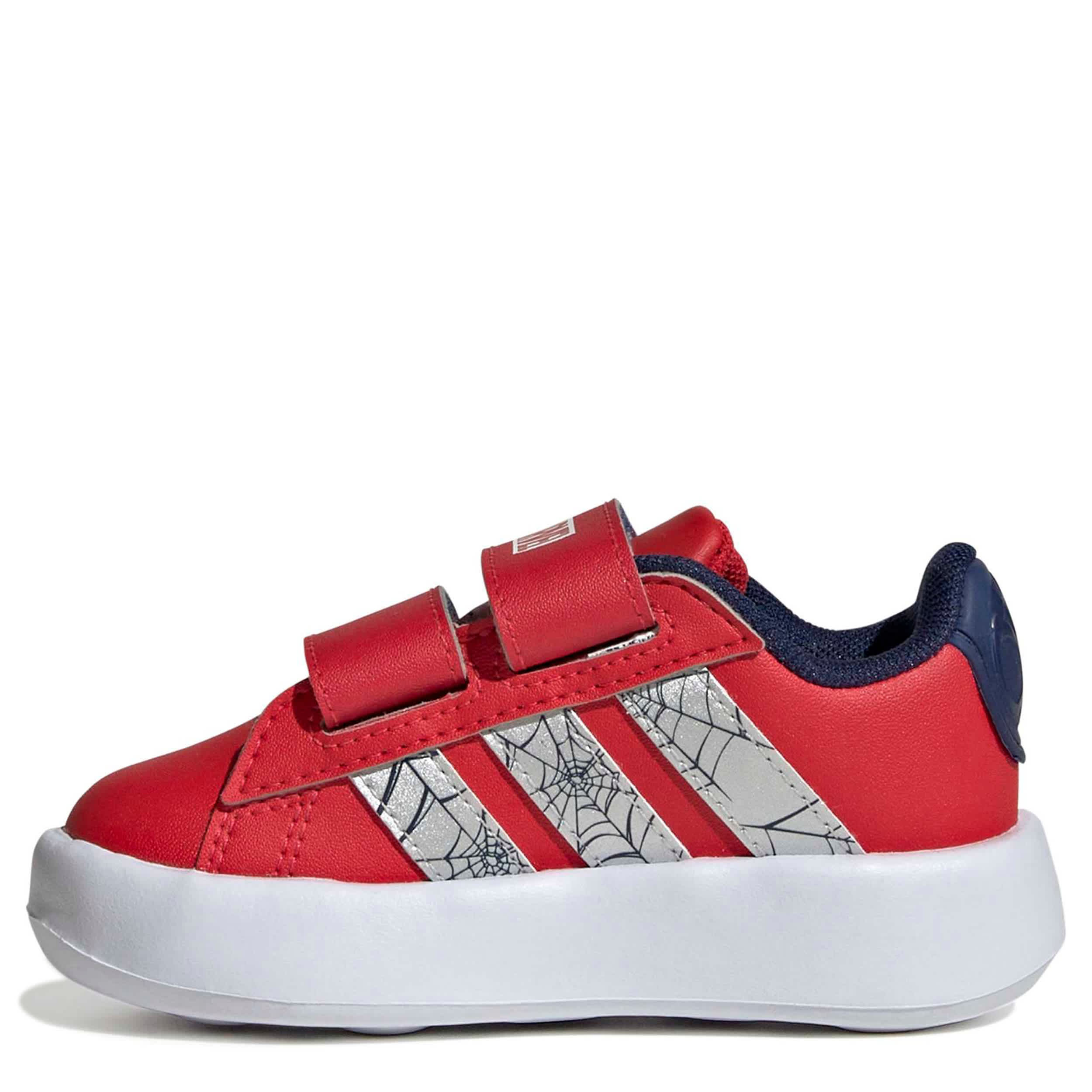 ADIDAS-BOYS TODDLER GRAND COURT SNEAKER-RED & SILVER