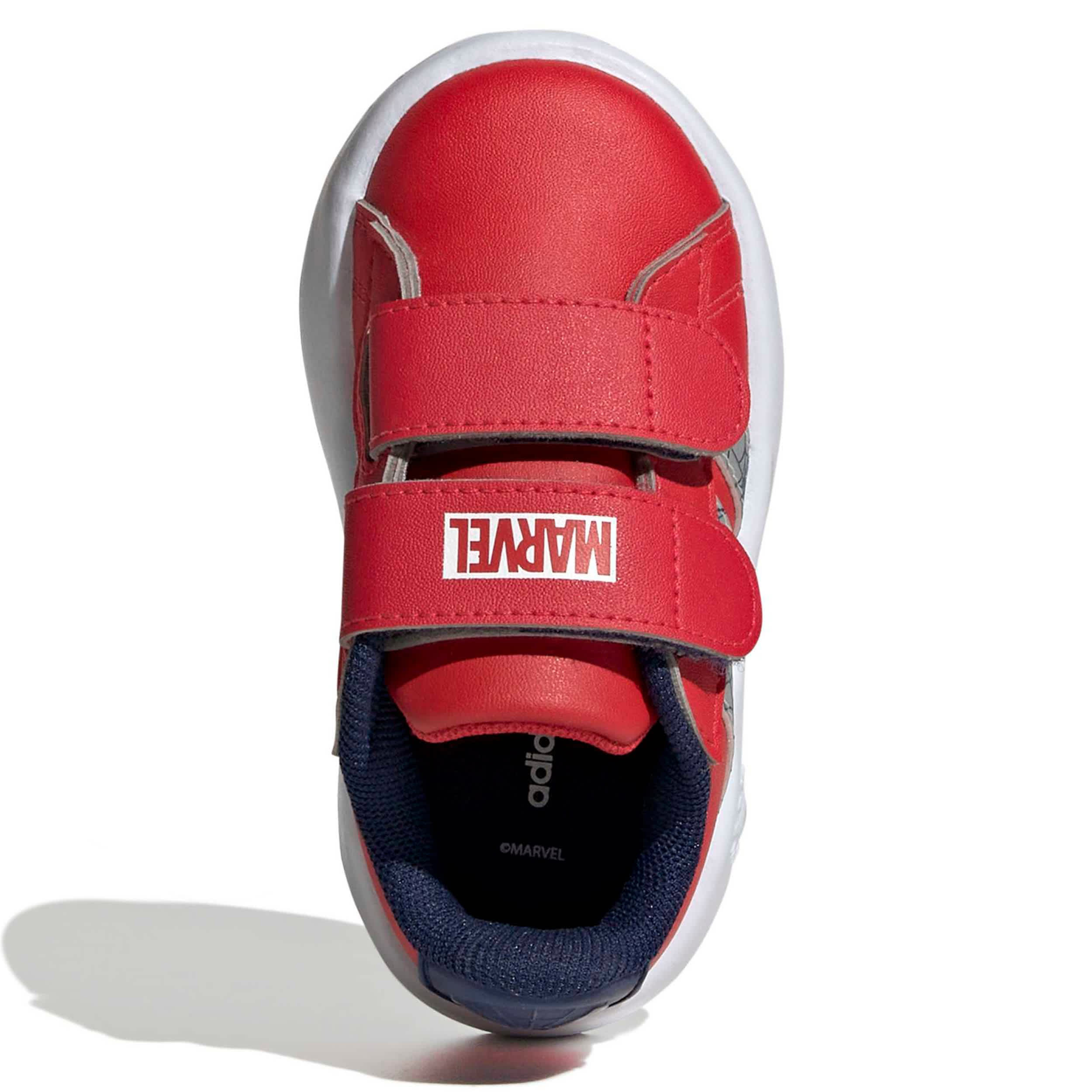 ADIDAS-BOYS TODDLER GRAND COURT SNEAKER-RED & SILVER