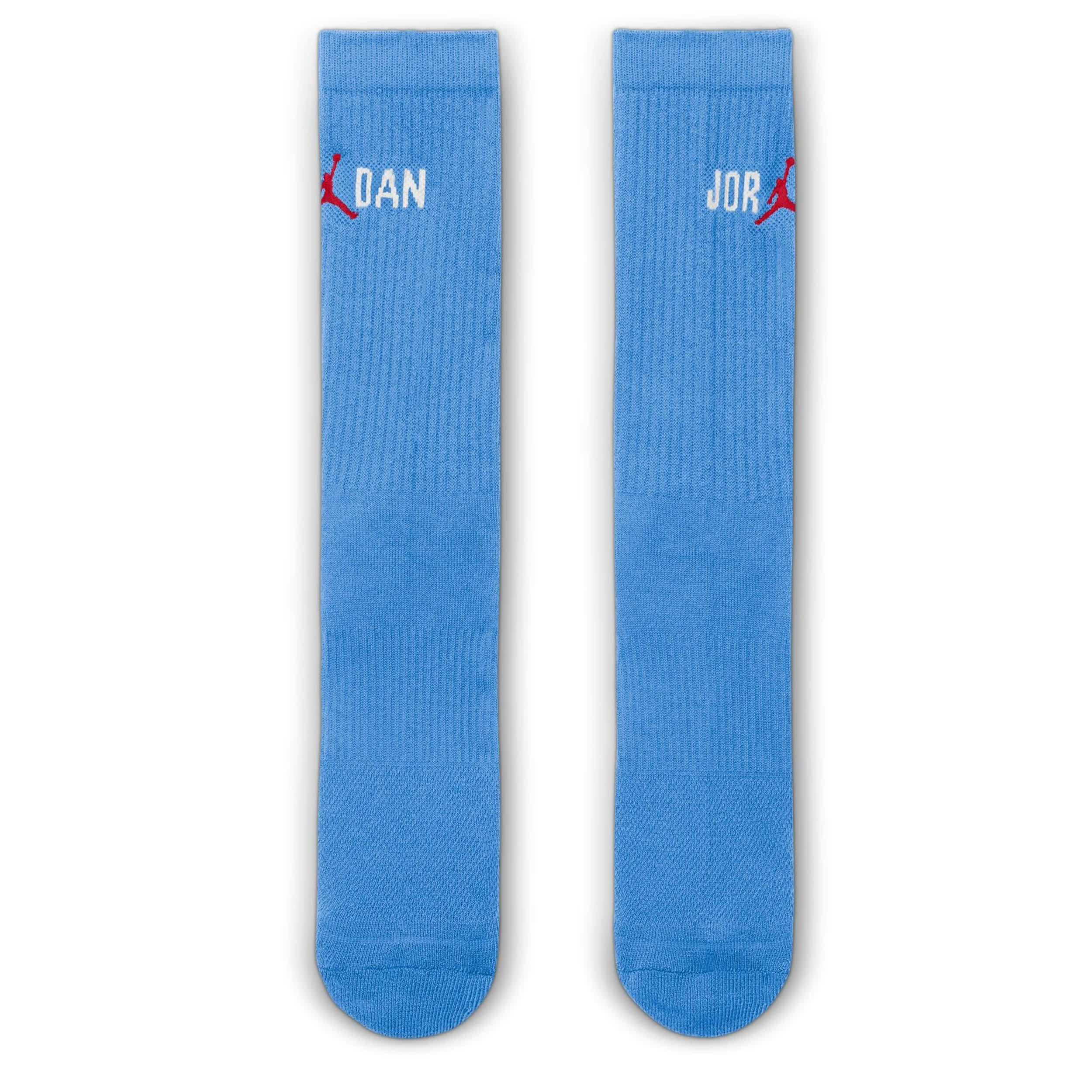 JORDAN-MENS MEDIUM CREW SOCKS 3 PAIRS-LIGHT BLUE & 