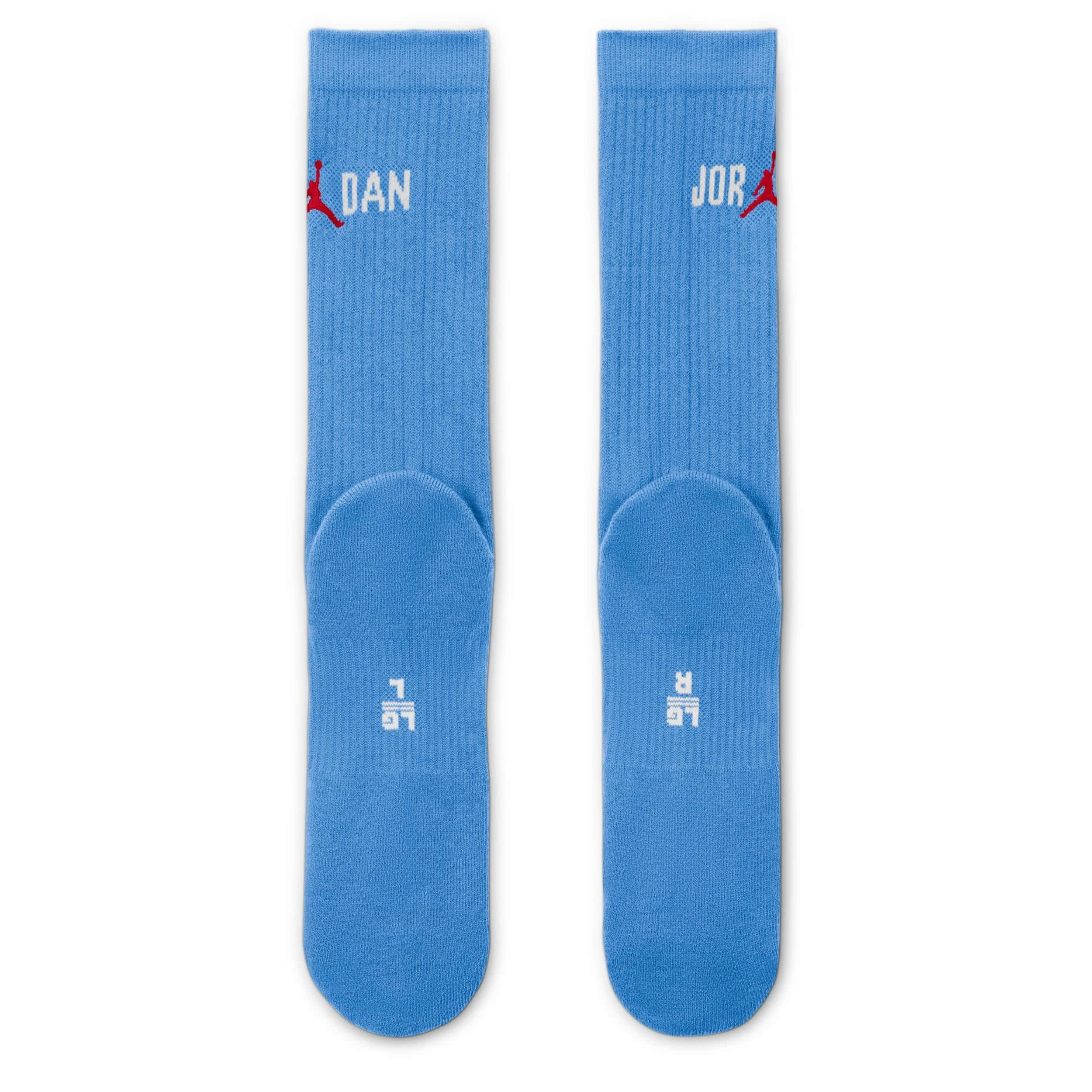 JORDAN-MENS MEDIUM CREW SOCKS 3 PAIRS-LIGHT BLUE & 