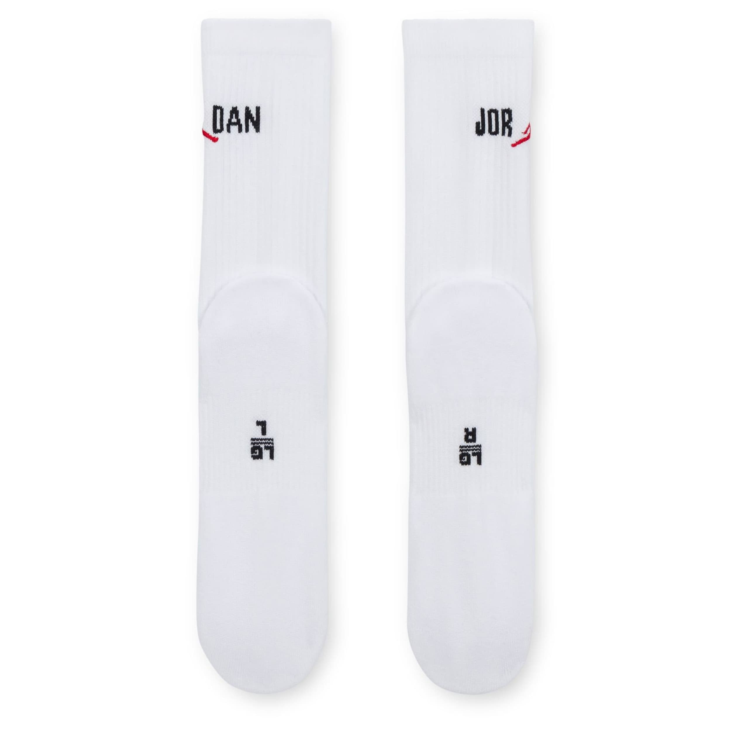 JORDAN-MENS MEDIUM CREW SOCKS 3 PAIRS-WHITE & 