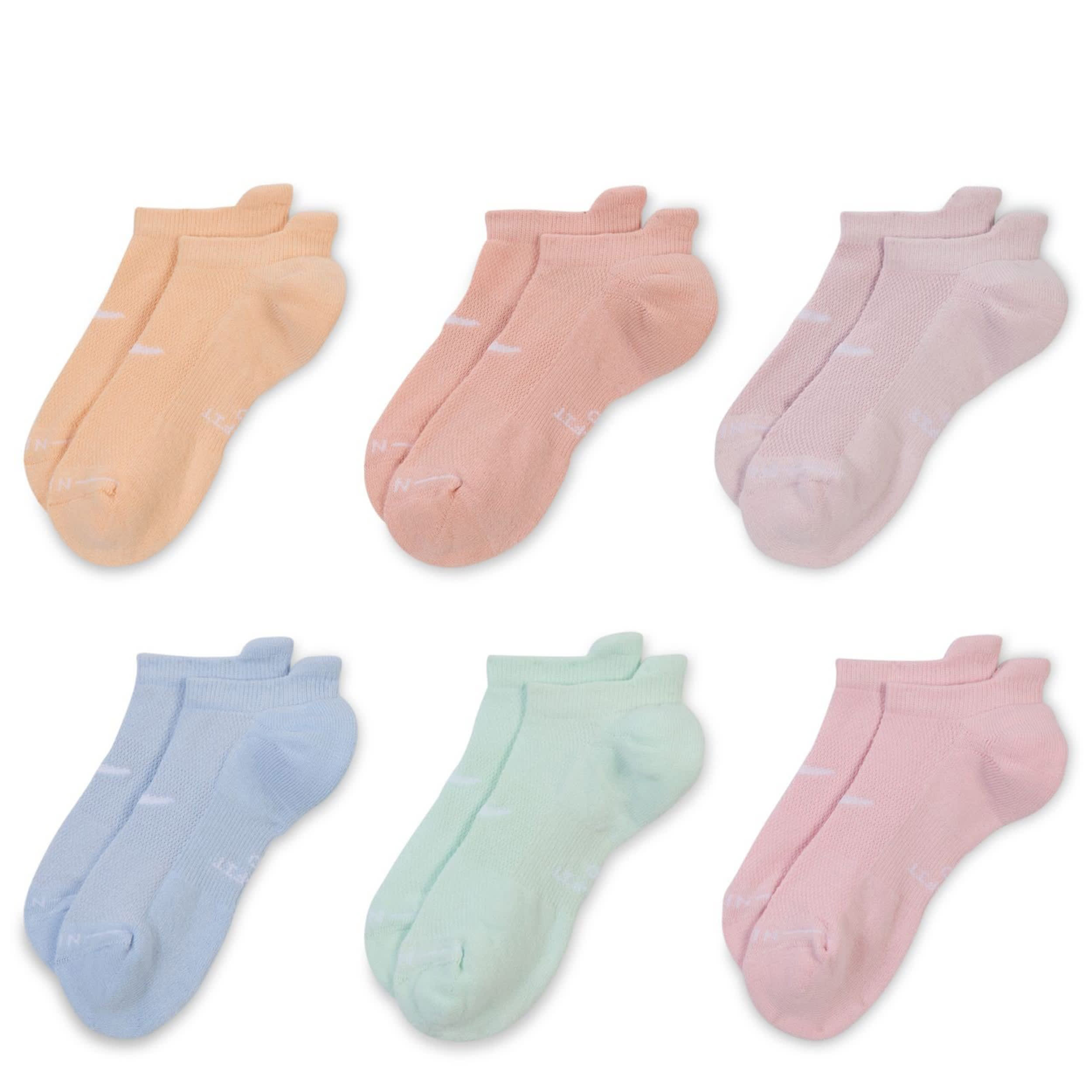 NIKE-WOMENS MEDIUM NO SHOW TAB SOCKS 6 PAIRS-ASSORTED & 