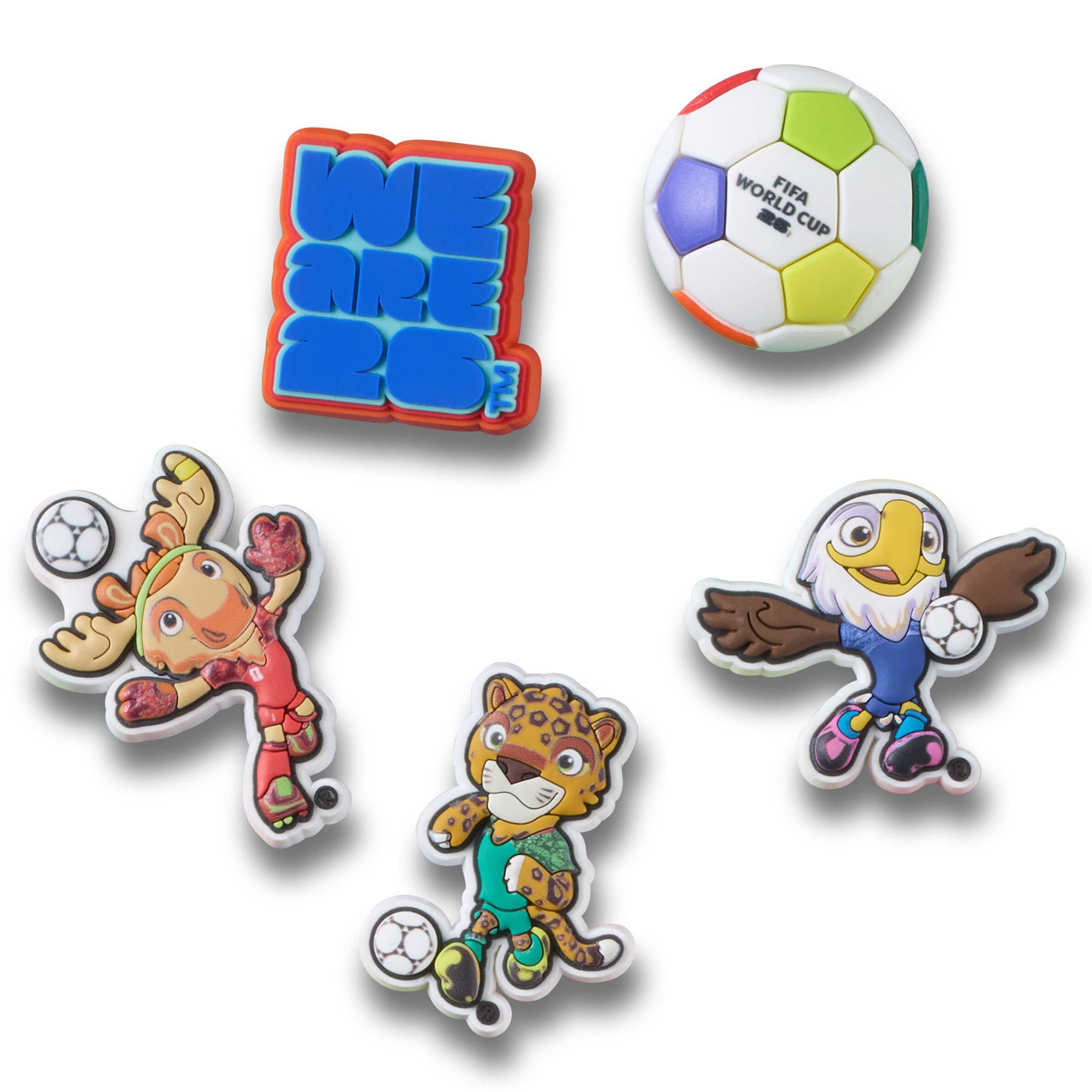 CROCS-UNISEX FIFA WORLD CUP 5 PACK JIBBITZ-ASSORTED & 