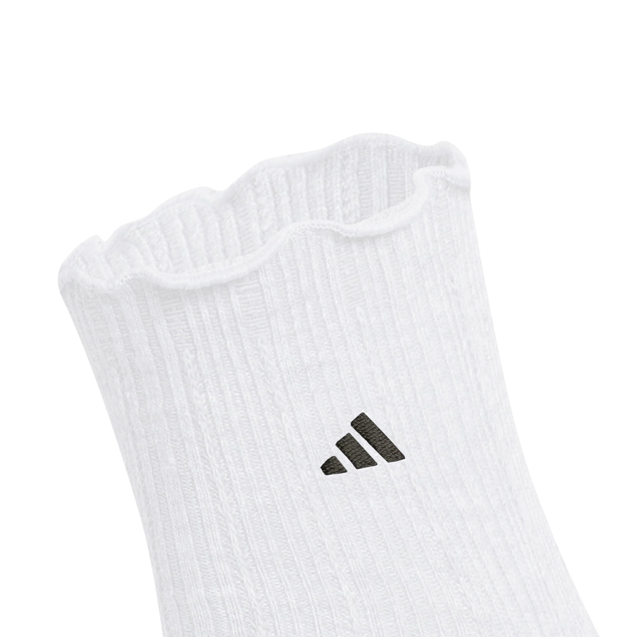 ADIDAS-WOMENS RUFFLE QUARTER SOCKS 3 PAIRS-WHITE & BLACK