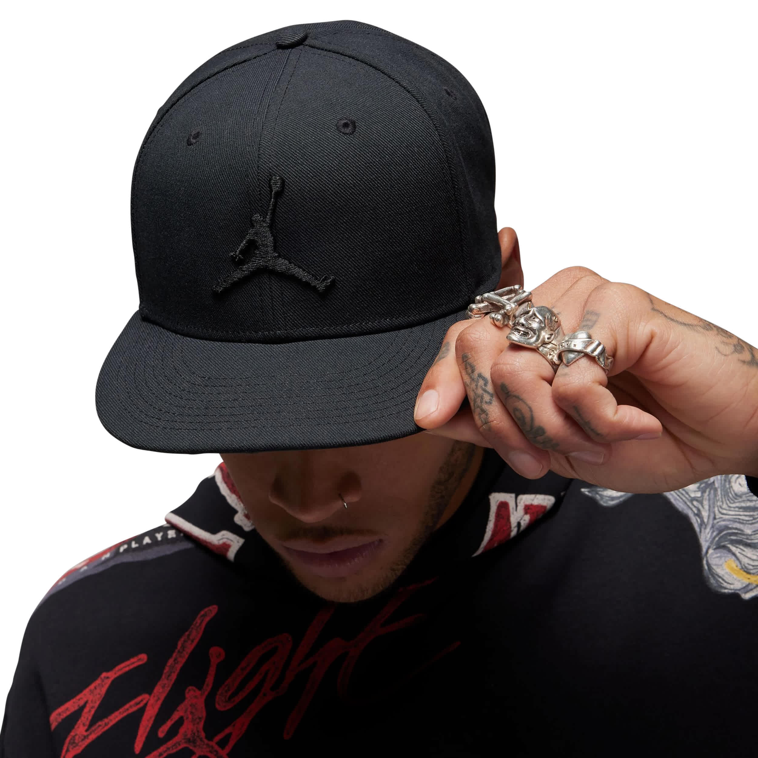 JORDAN-MENS M/L JUMPMAN PRO HAT-BLACK & BLACK