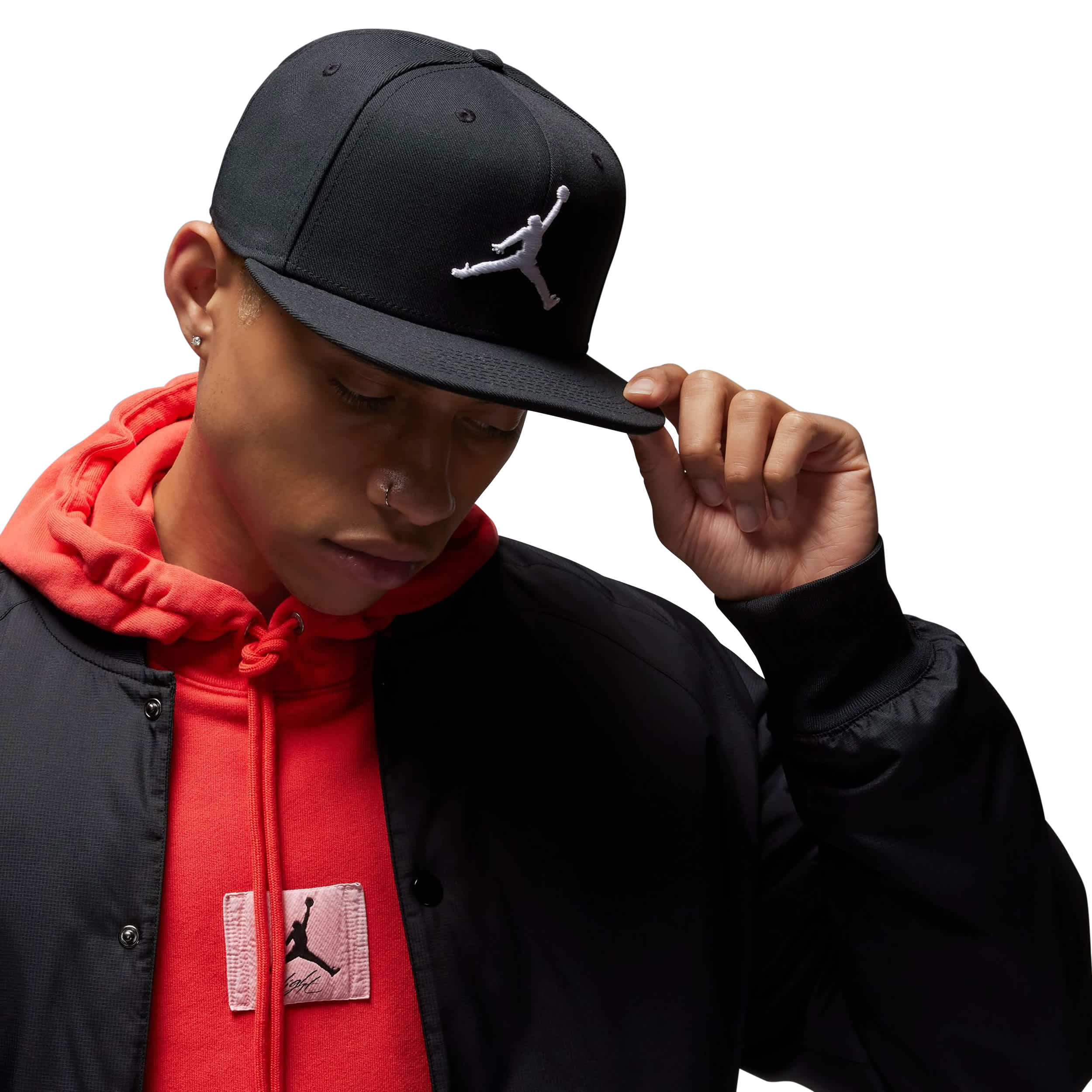 JORDAN-MENS M/L JUMPMAN PRO HAT-BLACK & WHITE