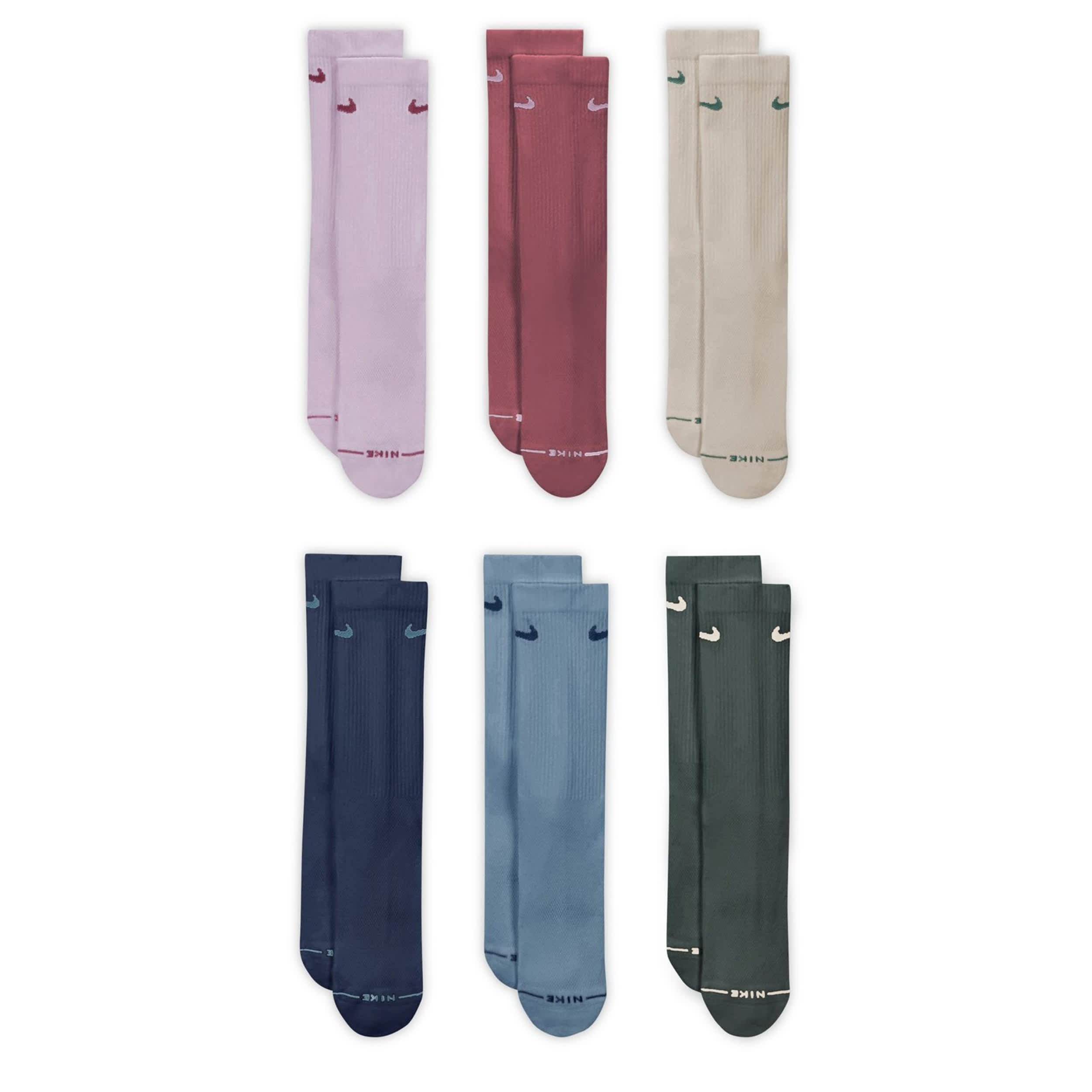 NIKE-MENS MEDIUM CREW SOCKS 6 PAIRS-MULTICOLOR & 