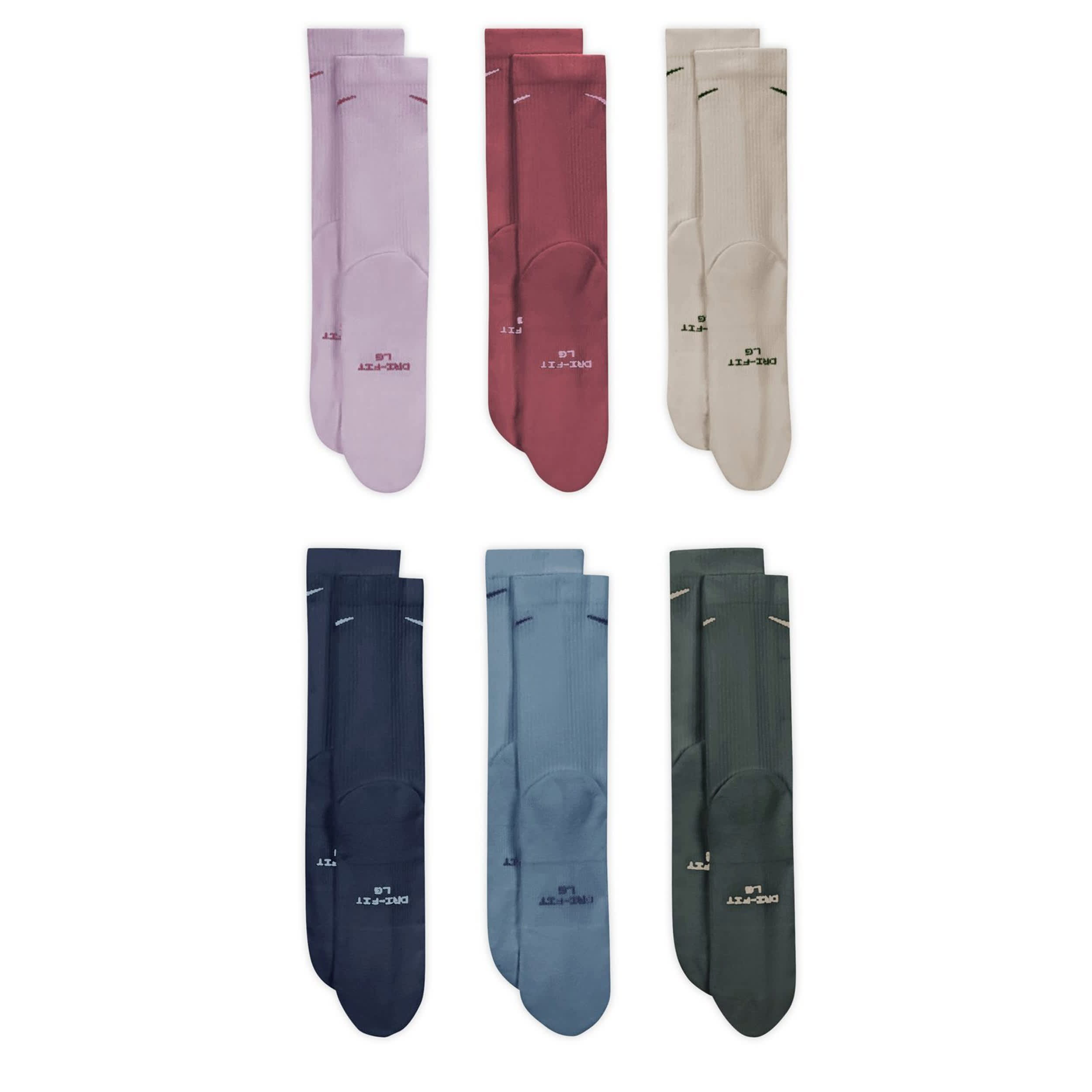 NIKE-MENS MEDIUM CREW SOCKS 6 PAIRS-MULTICOLOR & 