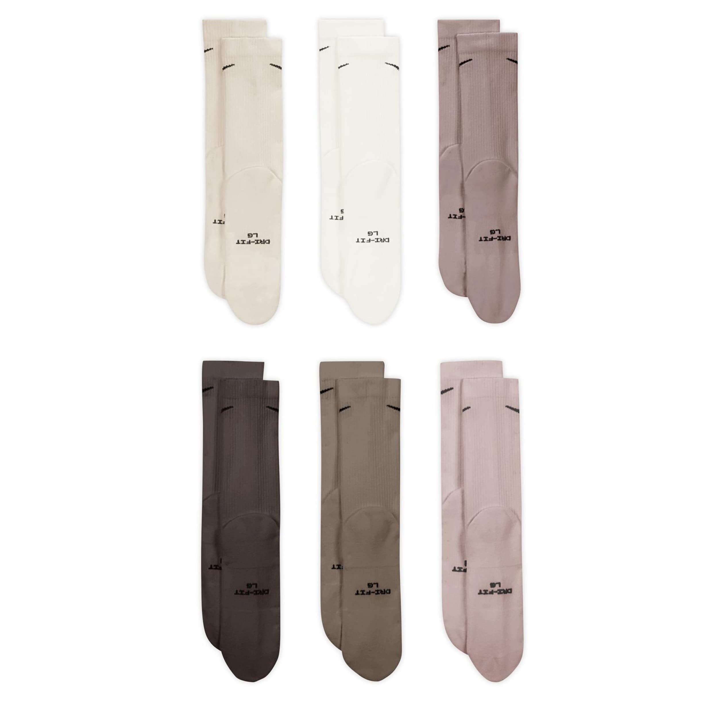 NIKE-MENS LARGE CREW SOCKS 6 PAIRS-MULTICOLOR & 