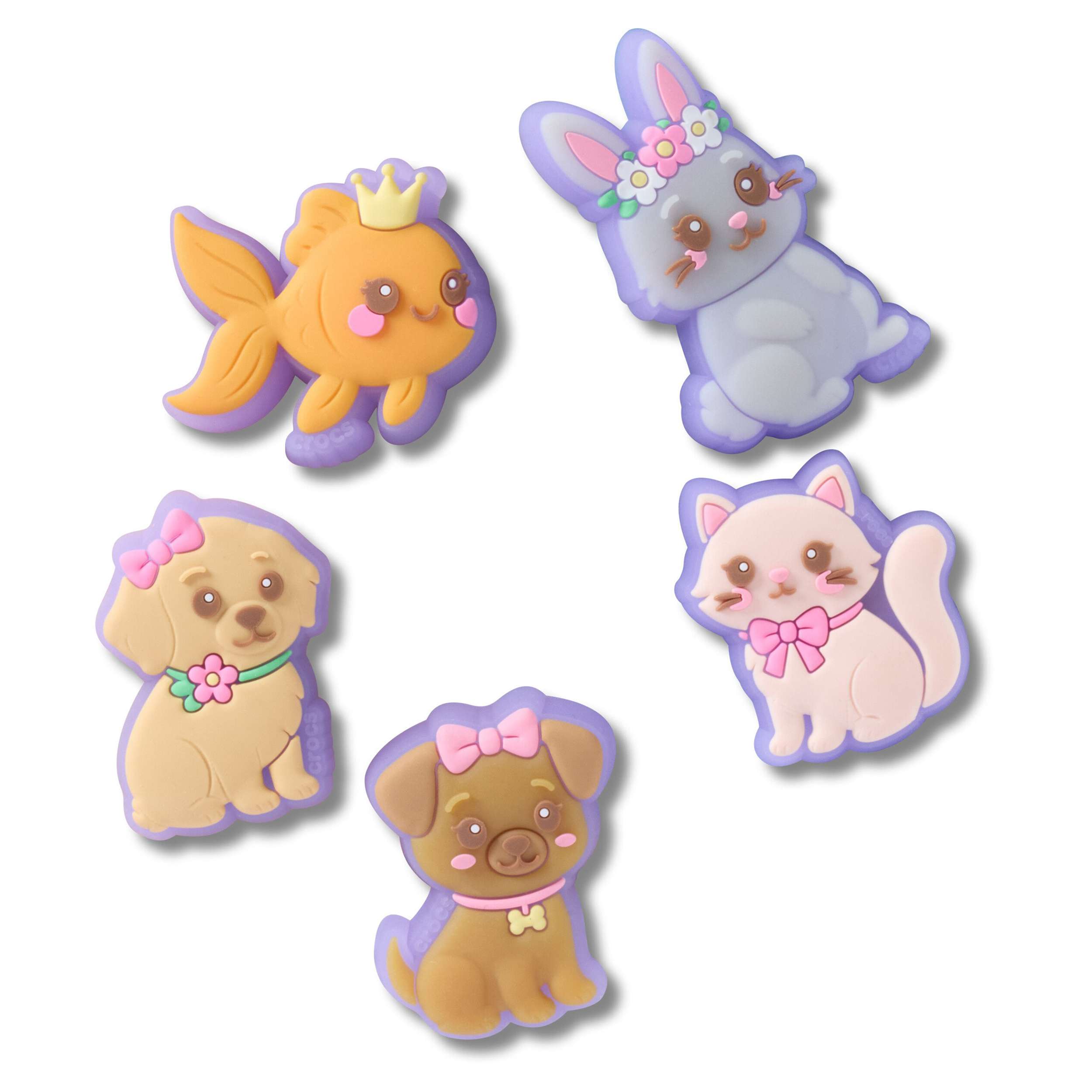 CROCS-UNISEX PRINCESS PETS LIGHT UP 5 PACK JIBBITZ-ASSORTED & 