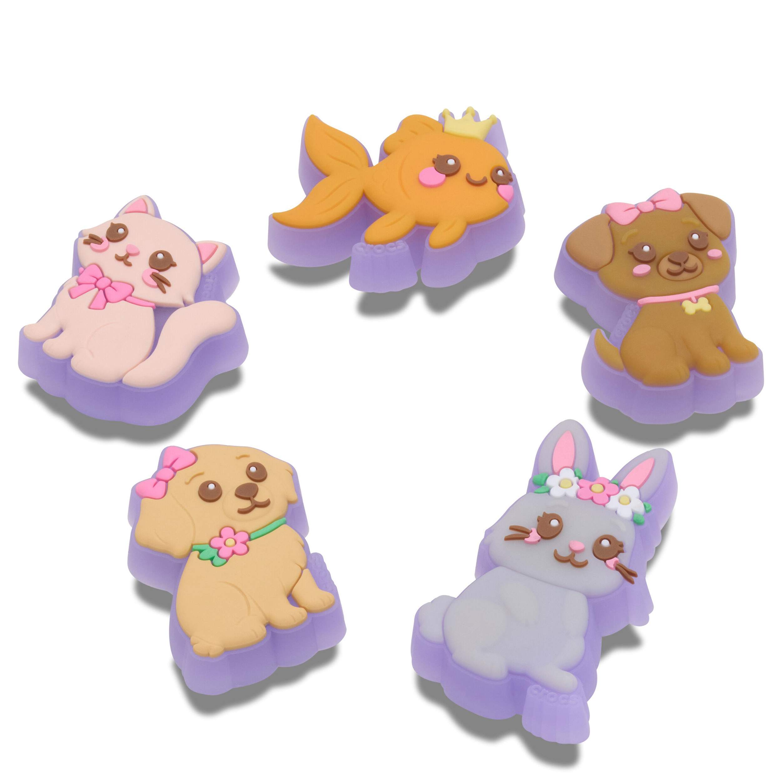 CROCS-UNISEX PRINCESS PETS LIGHT UP 5 PACK JIBBITZ-ASSORTED & 