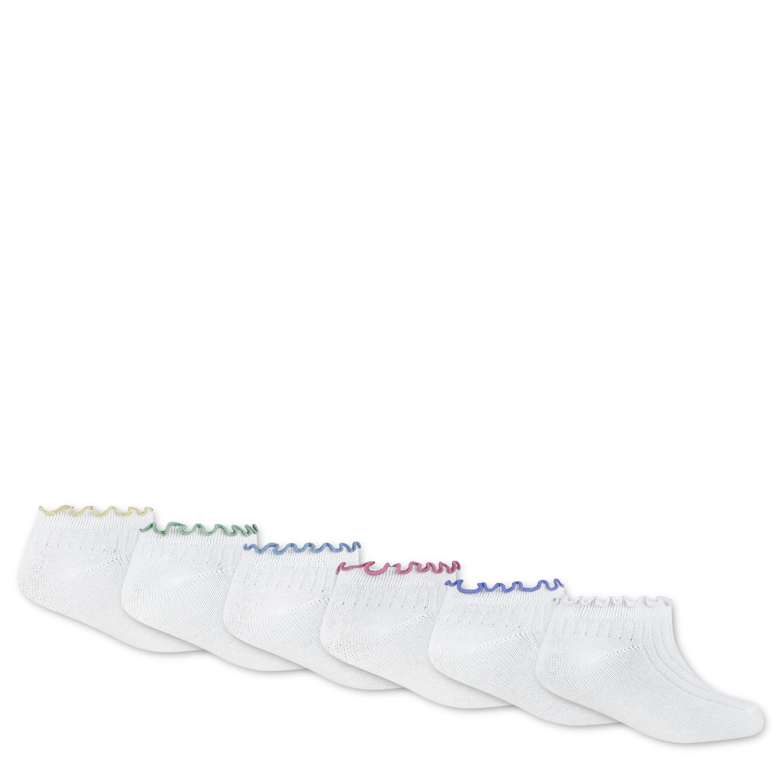 NIKE-GIRLS NO SHOW SOCKS 6 PAIRS-WHITE & ASSORTED
