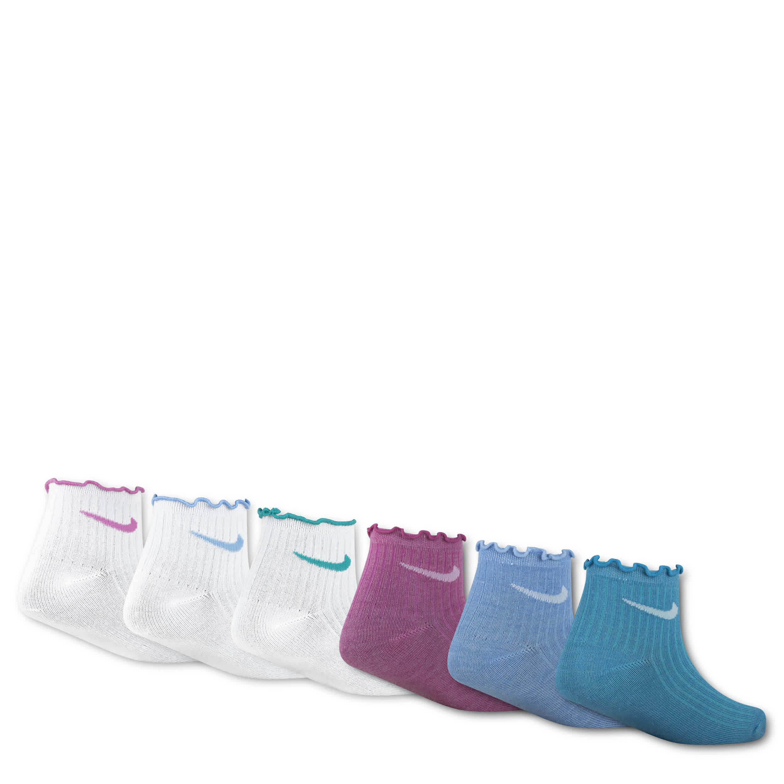 NIKE-GIRLS QUARTER SOCKS 6 PAIRS-ASSORTED & 