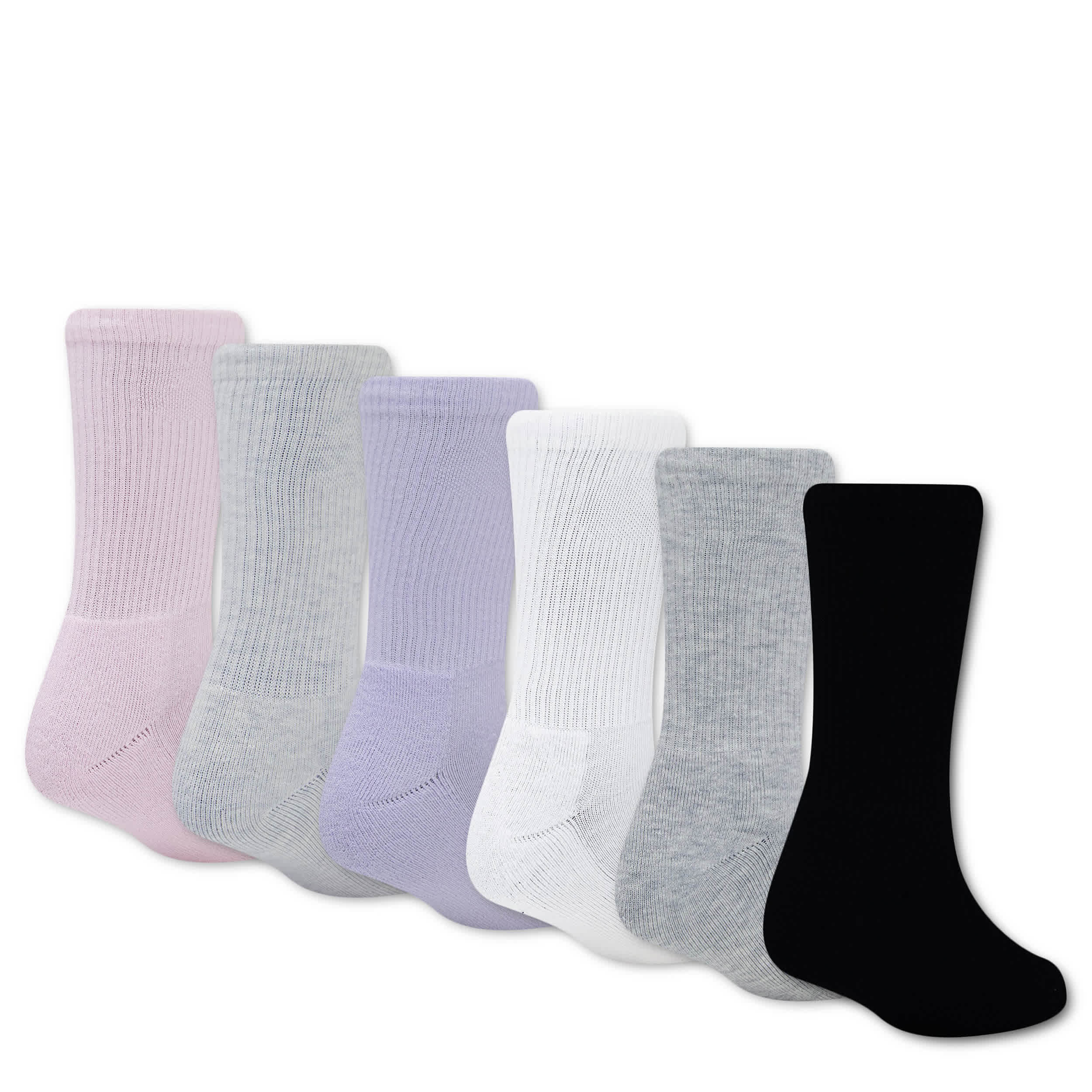 JORDAN-GIRLS EVERYDAY ESSENTIAL CREW SOCKS 6 PAIRS-ASSORTED & 