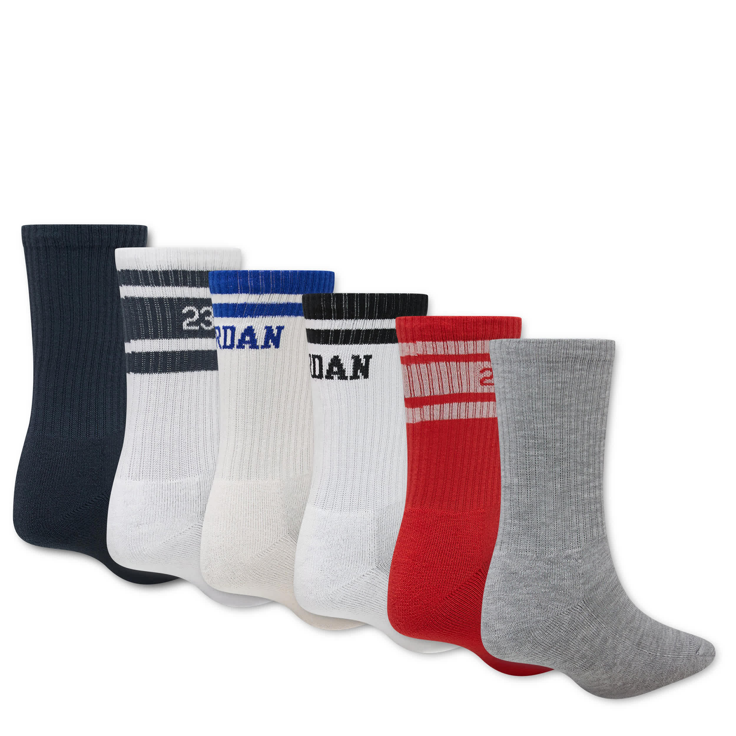 JORDAN-BOYS SMALL EVERYDAY ESSENTIAL CREW SOCKS 6 PAIRS-ASSORTED & 