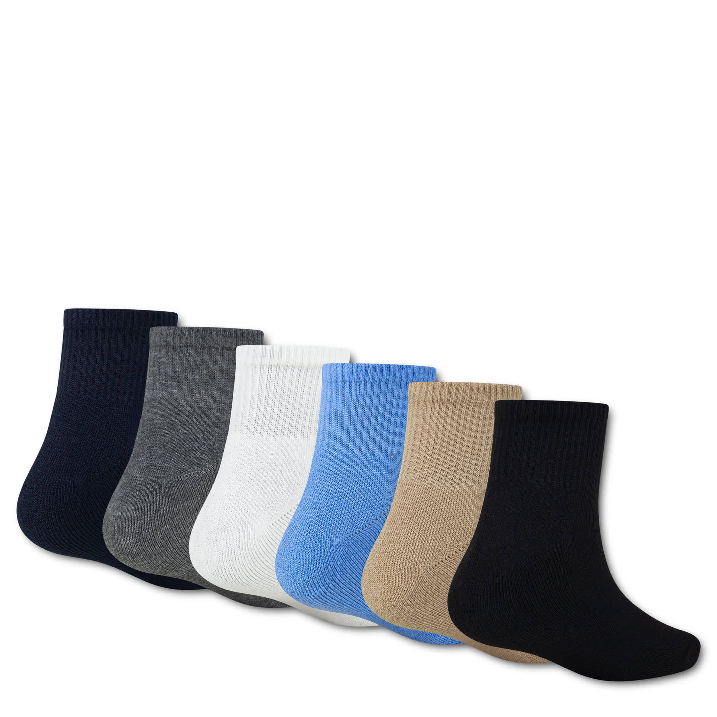JORDAN-BOYS EVERYDAY ESSENTIAL QUARTER SOCKS 6 PAIRS-ASSORTED & 