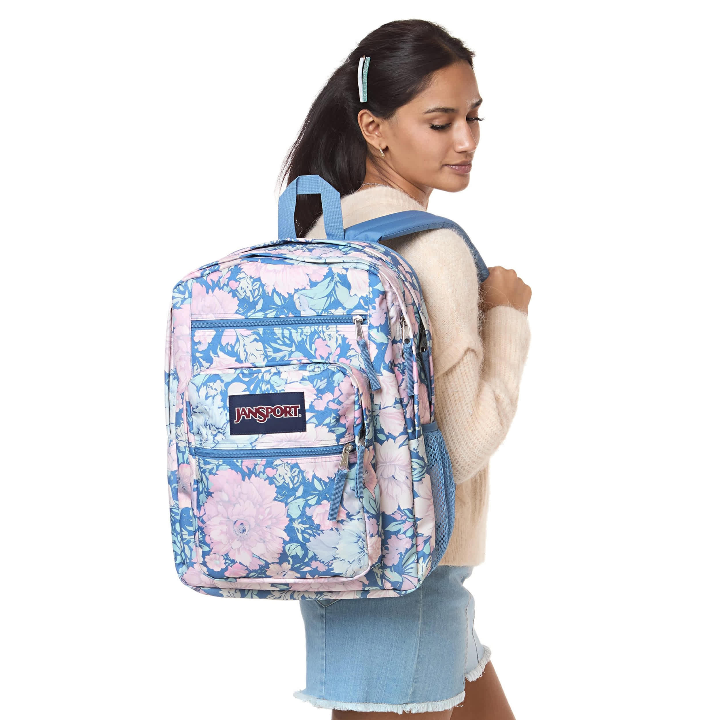 JANSPORT-UNISEX BIG STUDENT BACKPACK-BLUE & PINK