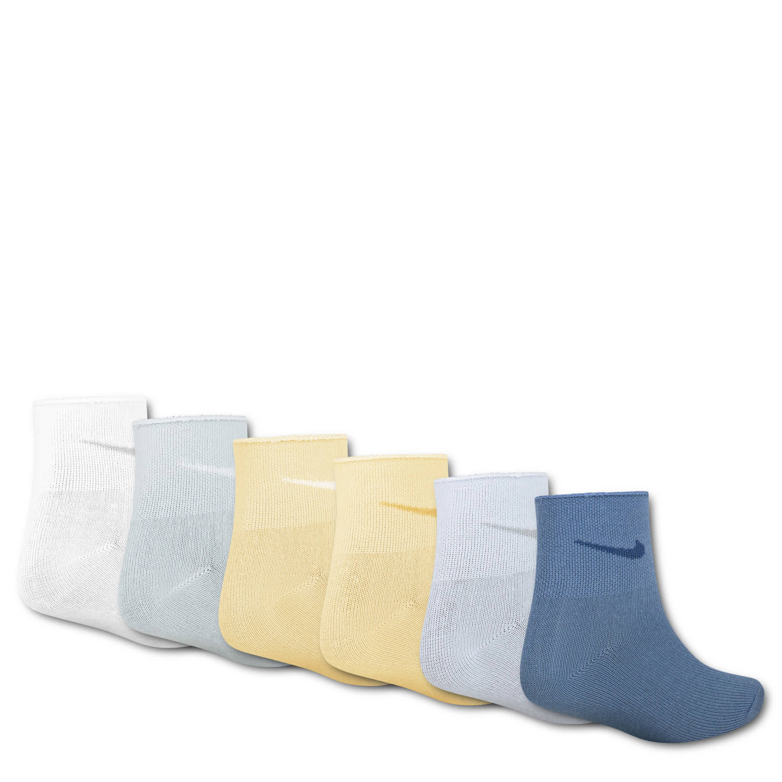 NIKE-GIRLS EXTRA SMALL ROLLED WELT QUARTER SOCKS 6 PAIRS-ASSORTED & 