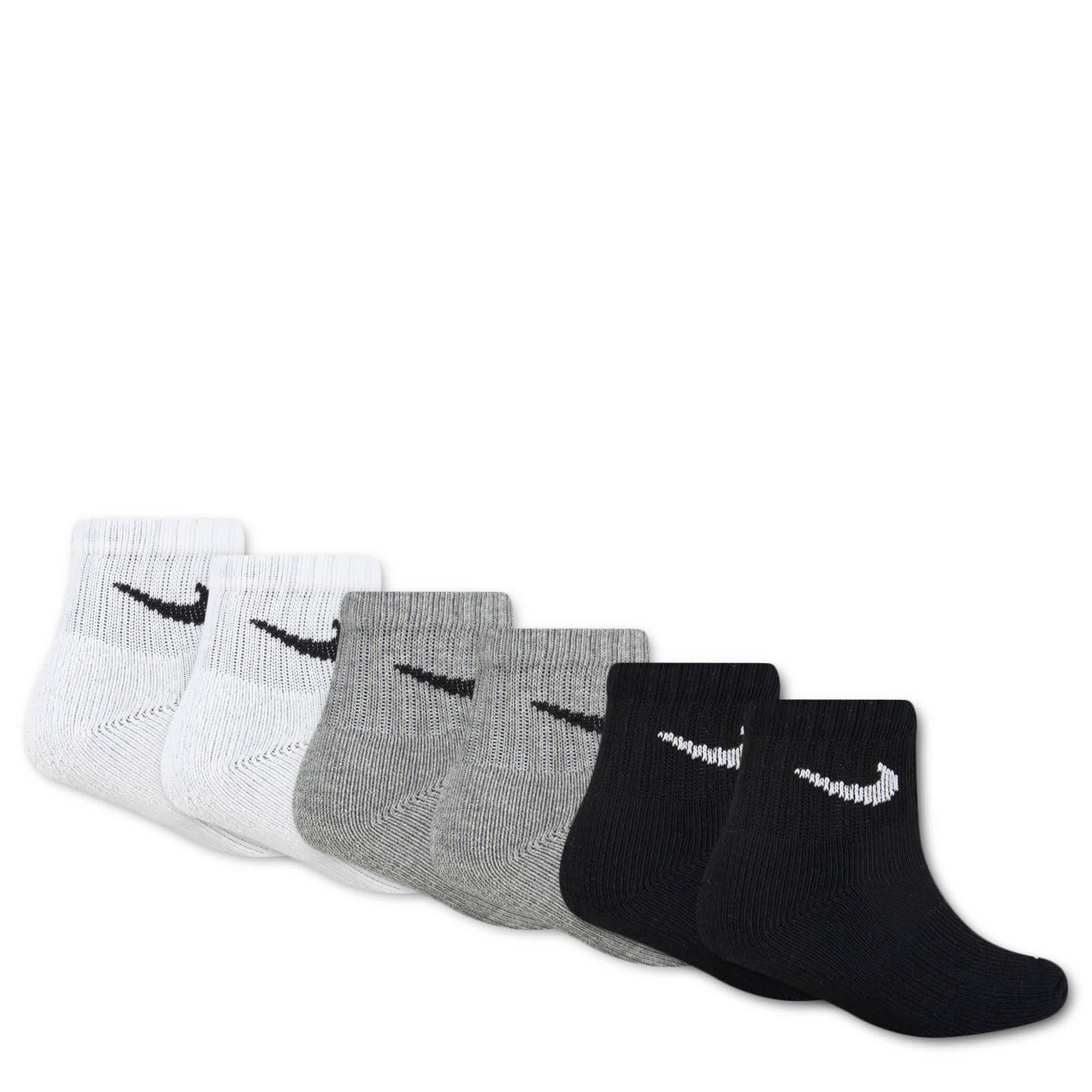 NIKE-BOYS EXTRA SMALL QUARTER SOCKS 6 PAIRS-ASSORTED & 