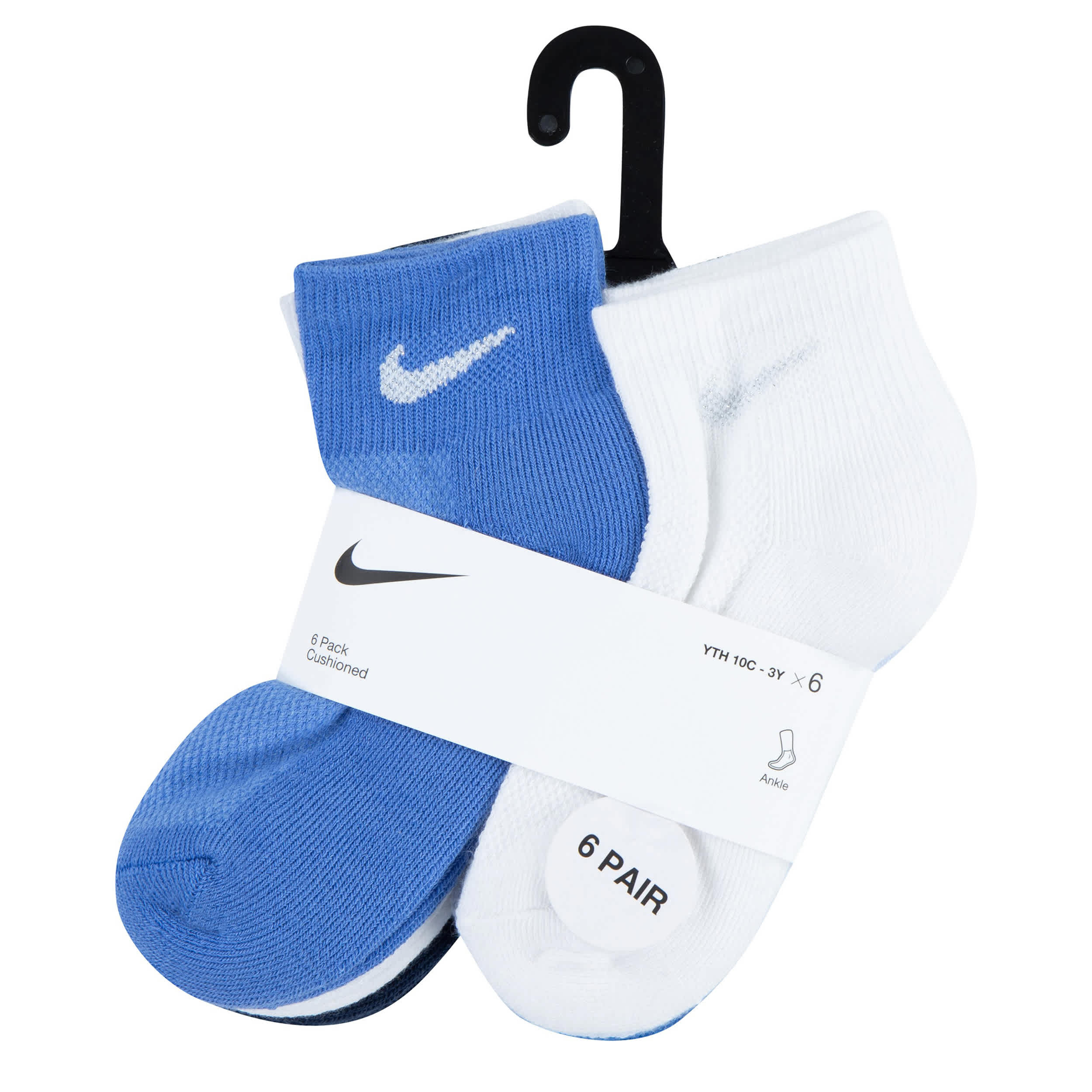 NIKE-BOYS EXTRA SMALL QUARTER SOCKS 6 PAIRS-ASSORTED & 