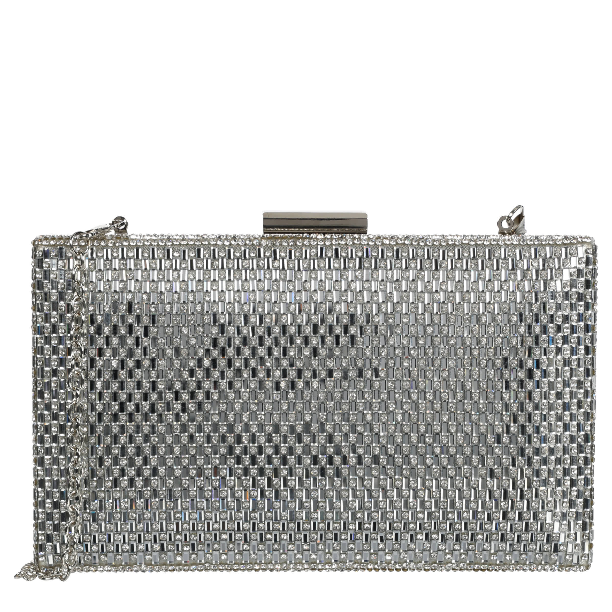 D`MARGEAUX-WOMENS EVENING BAG-SILVER & 