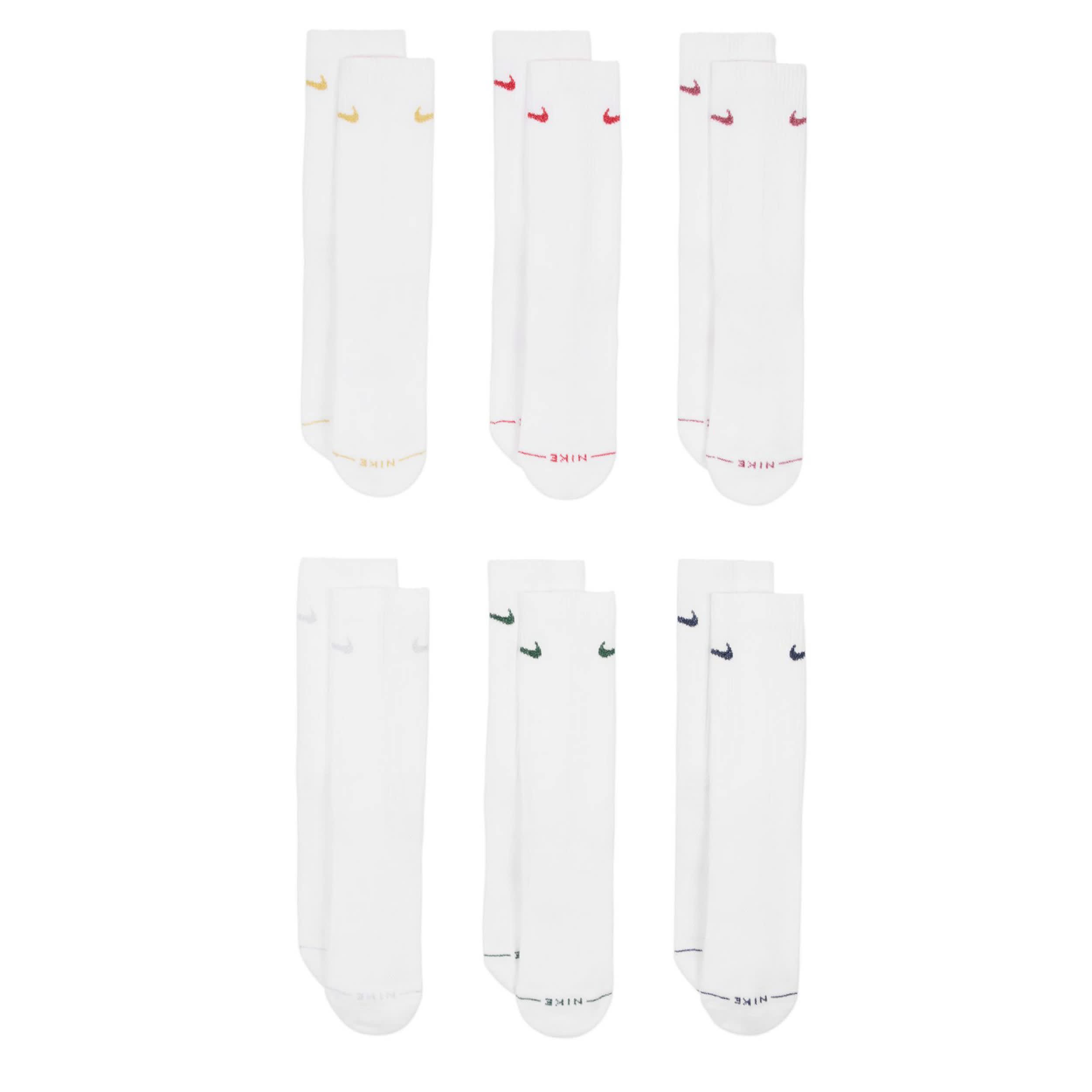 NIKE-MENS MEDIUM CREW SOCKS 6 PAIRS-MULTICOLOR & 