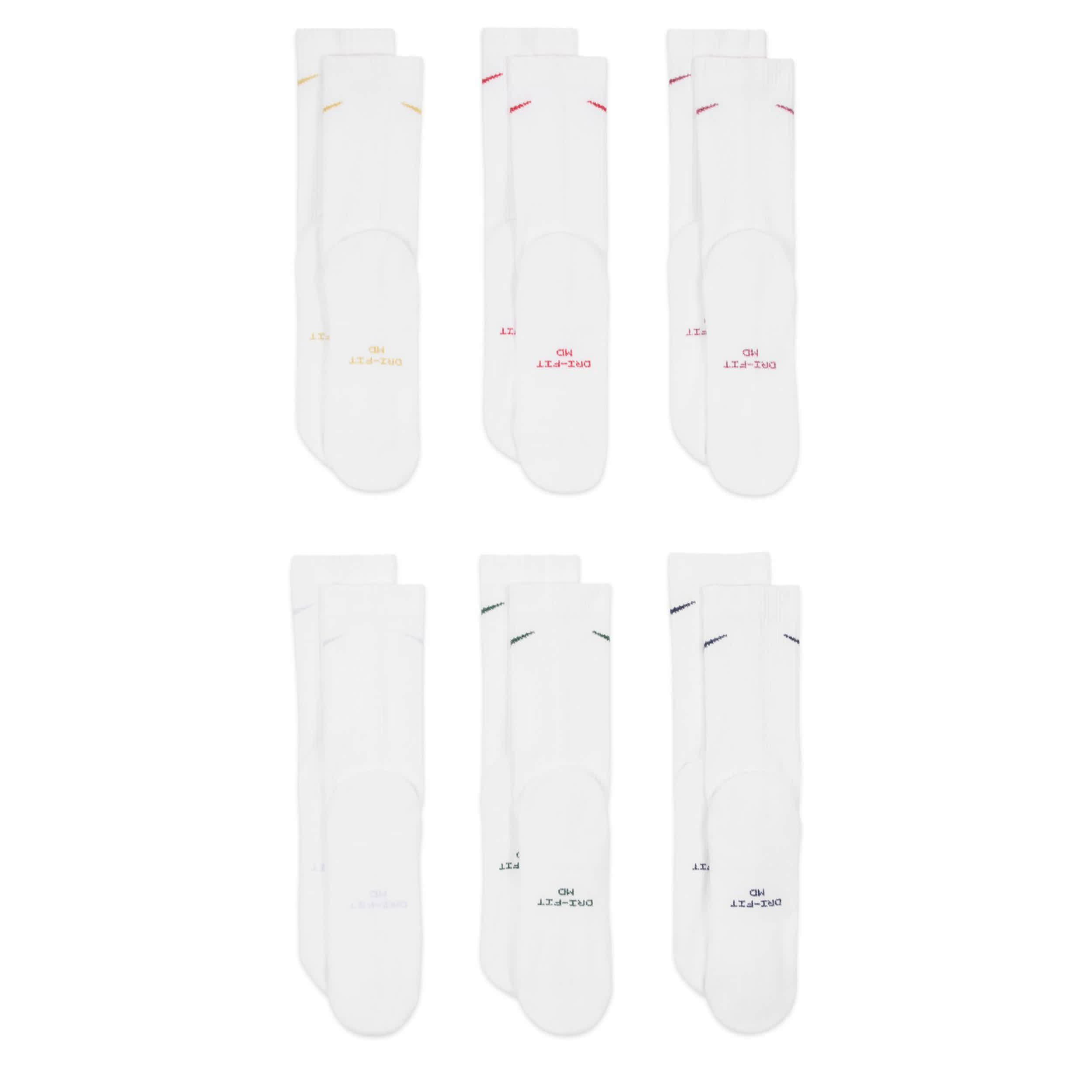 NIKE-MENS MEDIUM CREW SOCKS 6 PAIRS-MULTICOLOR & 