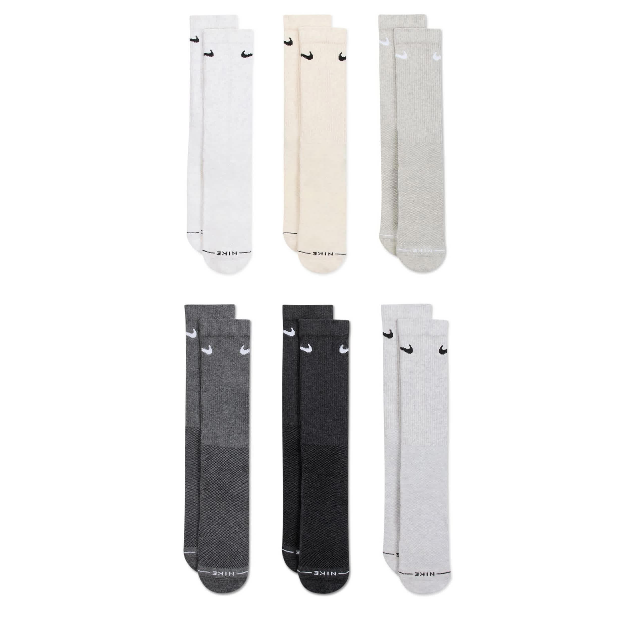 NIKE-MENS MEDIUM CREW SOCKS 6 PAIRS-ASSORTED & 