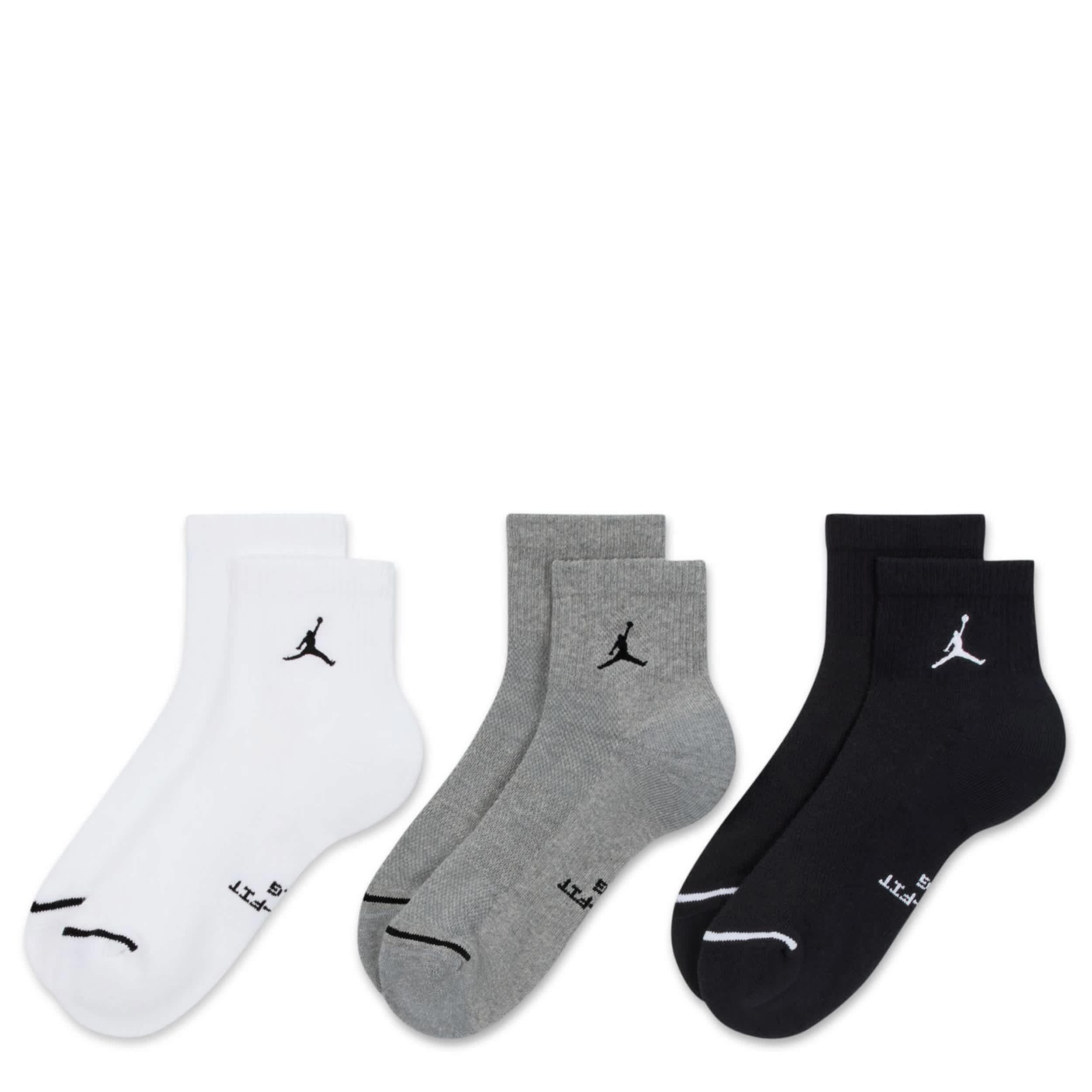 JORDAN-MENS LARGE QUARTER SOCKS 3 PAIRS-ASSORTED & 