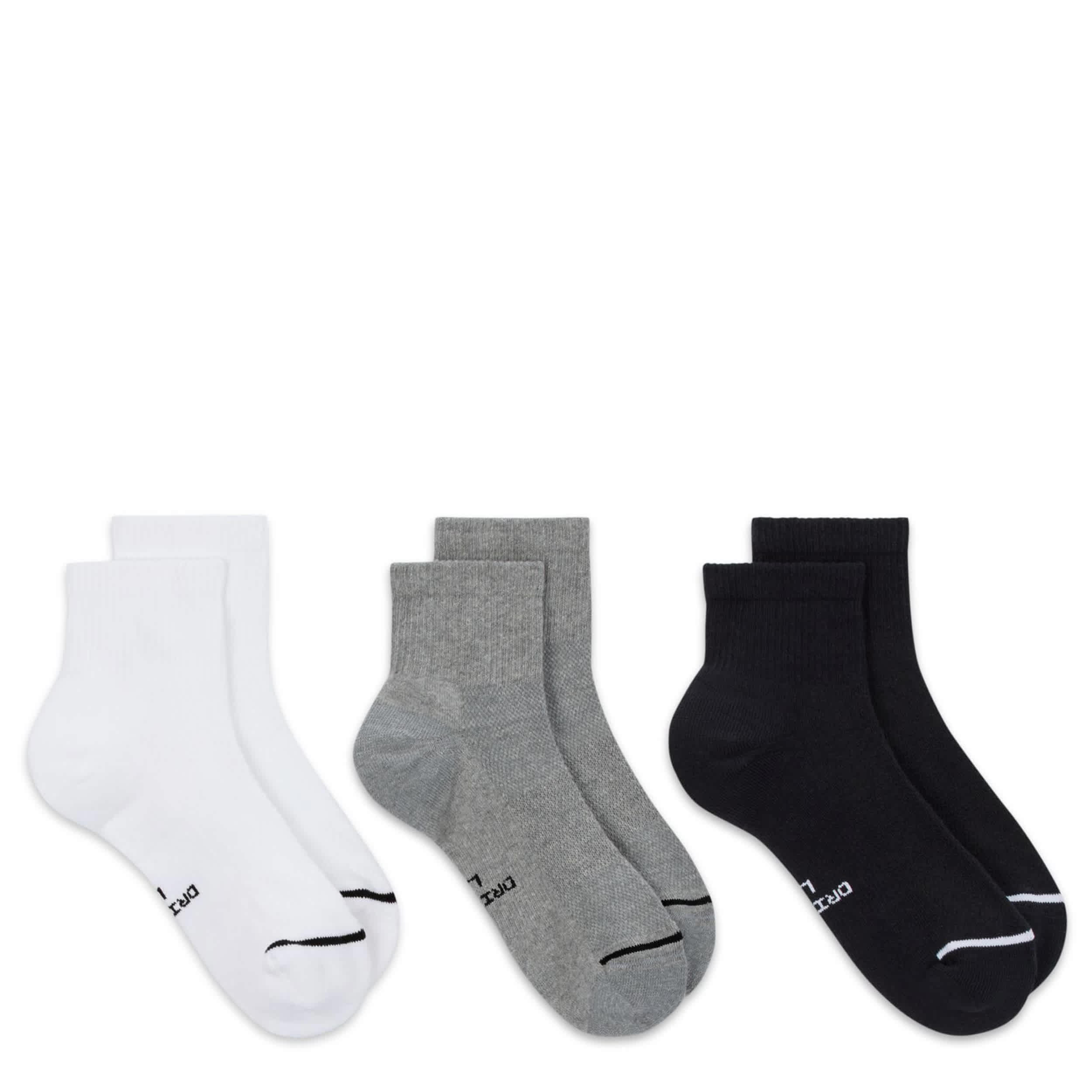 JORDAN-MENS LARGE QUARTER SOCKS 3 PAIRS-ASSORTED & 
