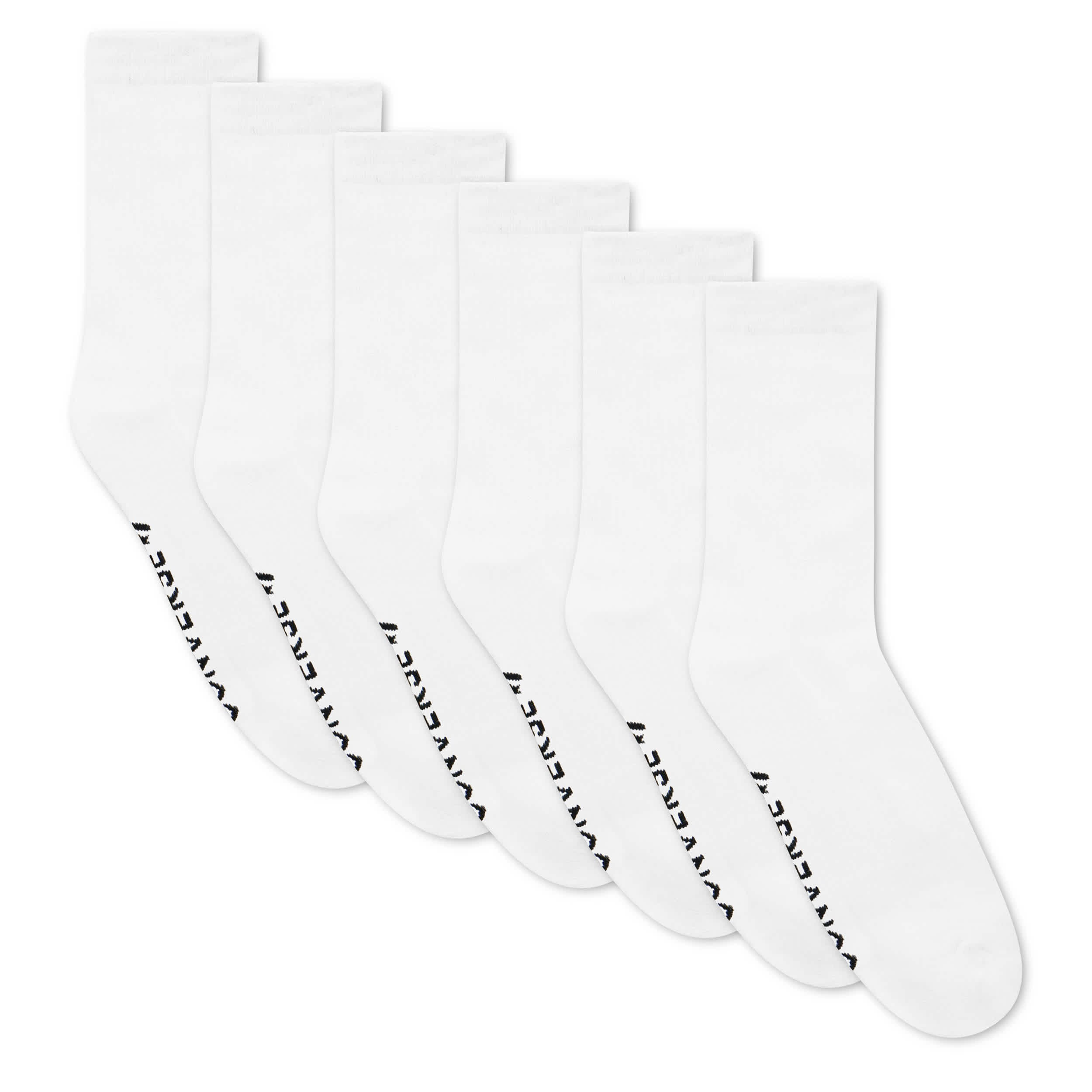 CONVERSE-MENS HALF CREW SOCKS 6 PAIRS-WHITE & 