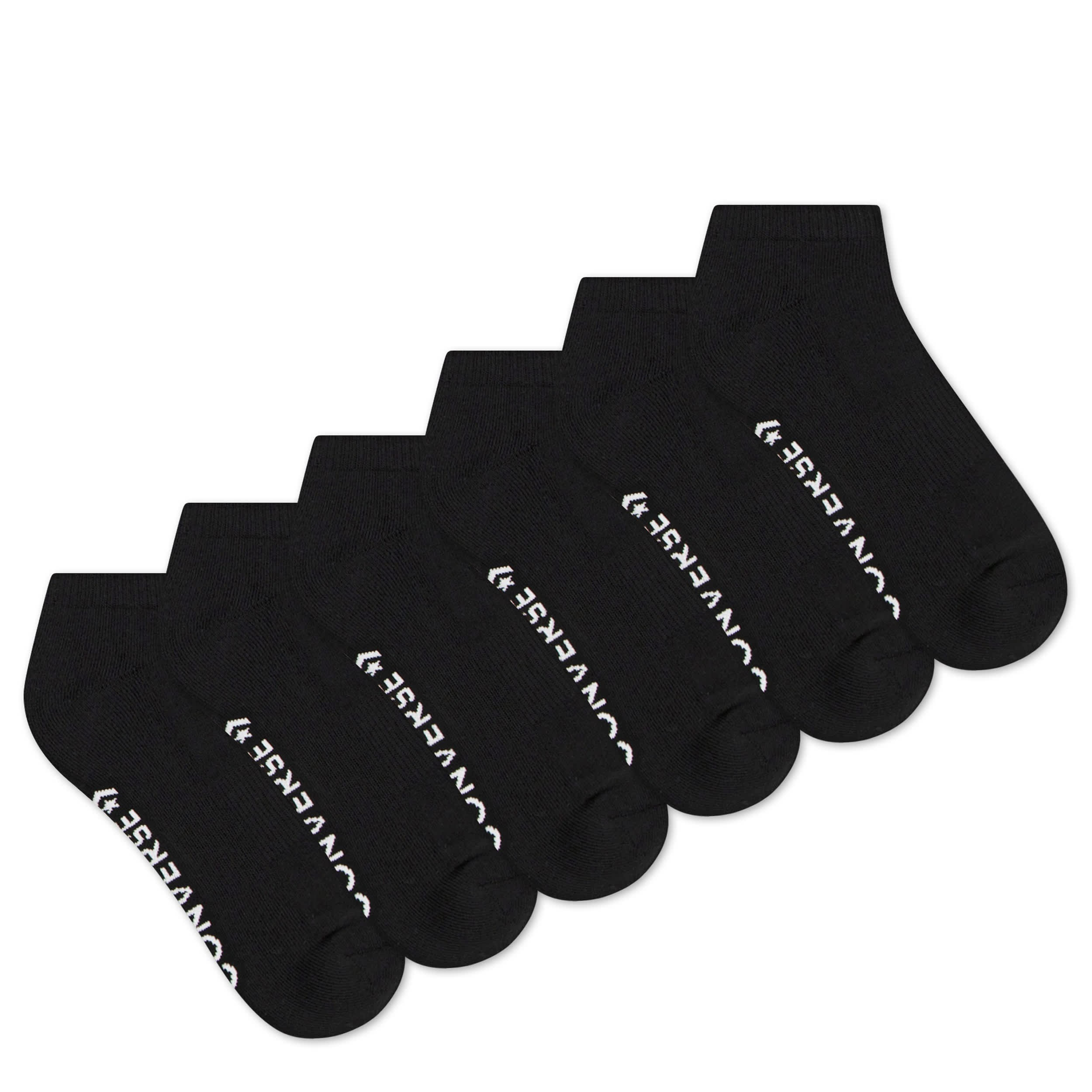 CONVERSE-MENS LOW CUT SOCKS 6 PAIRS-BLACK & 