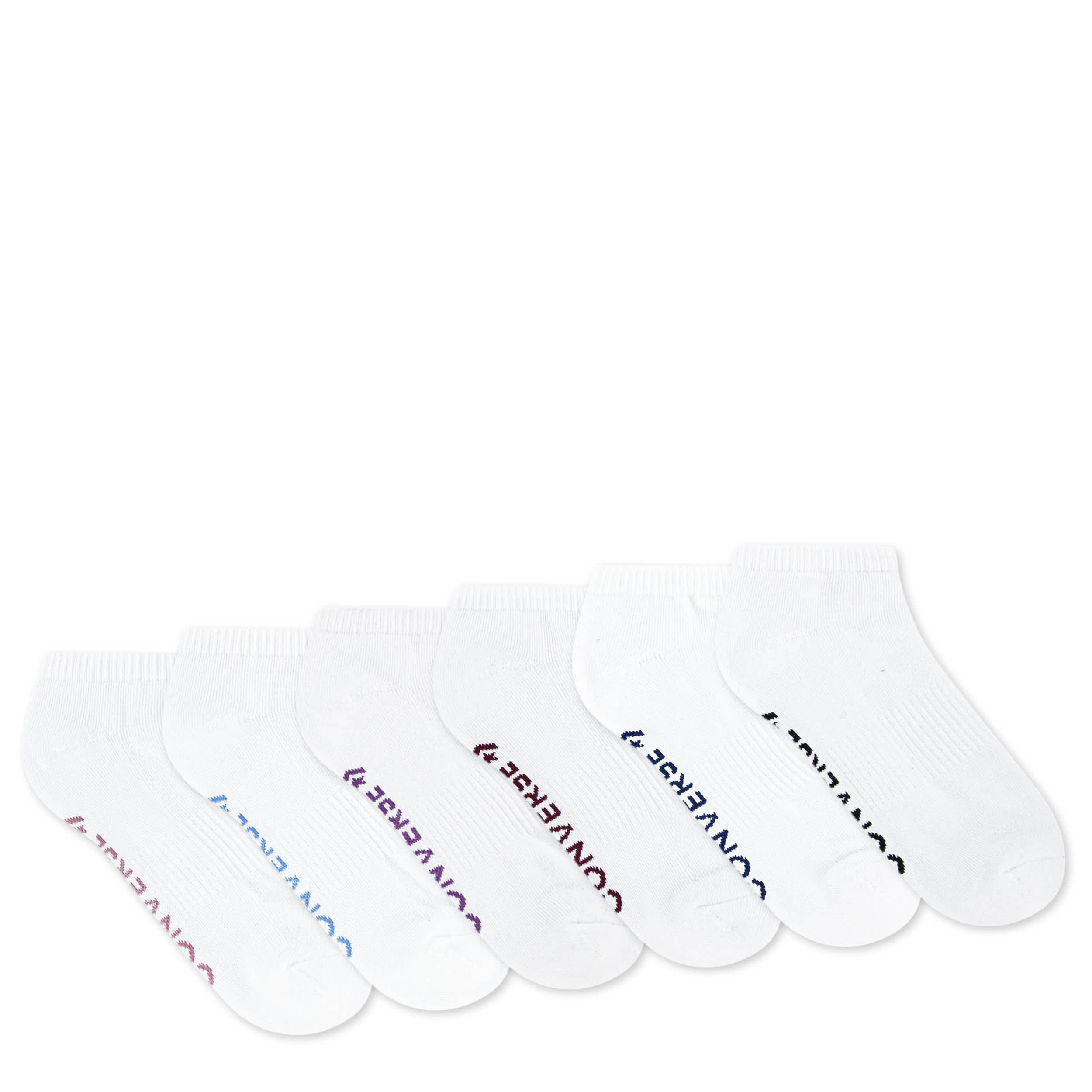 CONVERSE-WOMENS LOW CUT SOCKS 6 PAIRS-WHITE & 