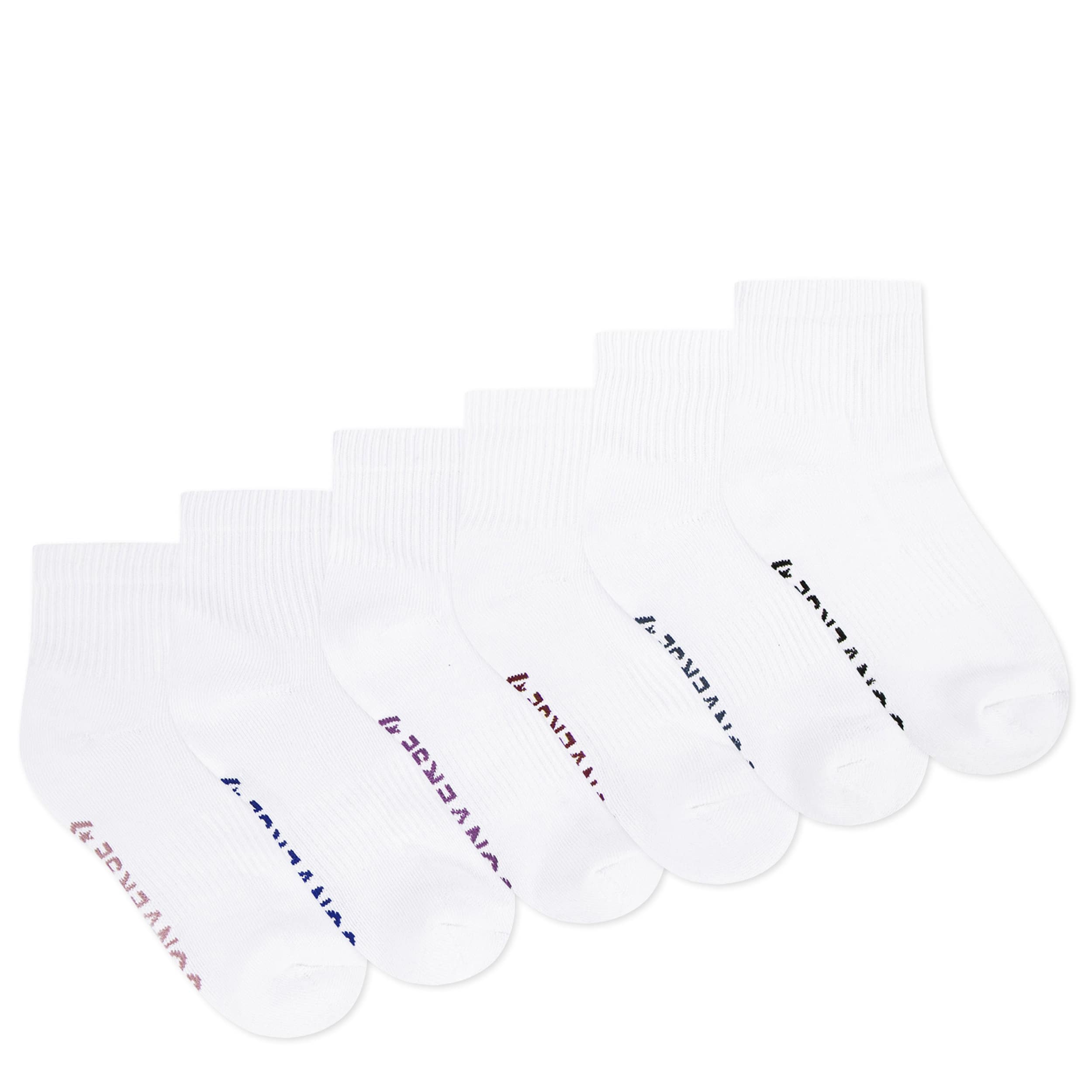 CONVERSE-WOMENS QUARTER SOCKS 6 PAIRS-WHITE & 