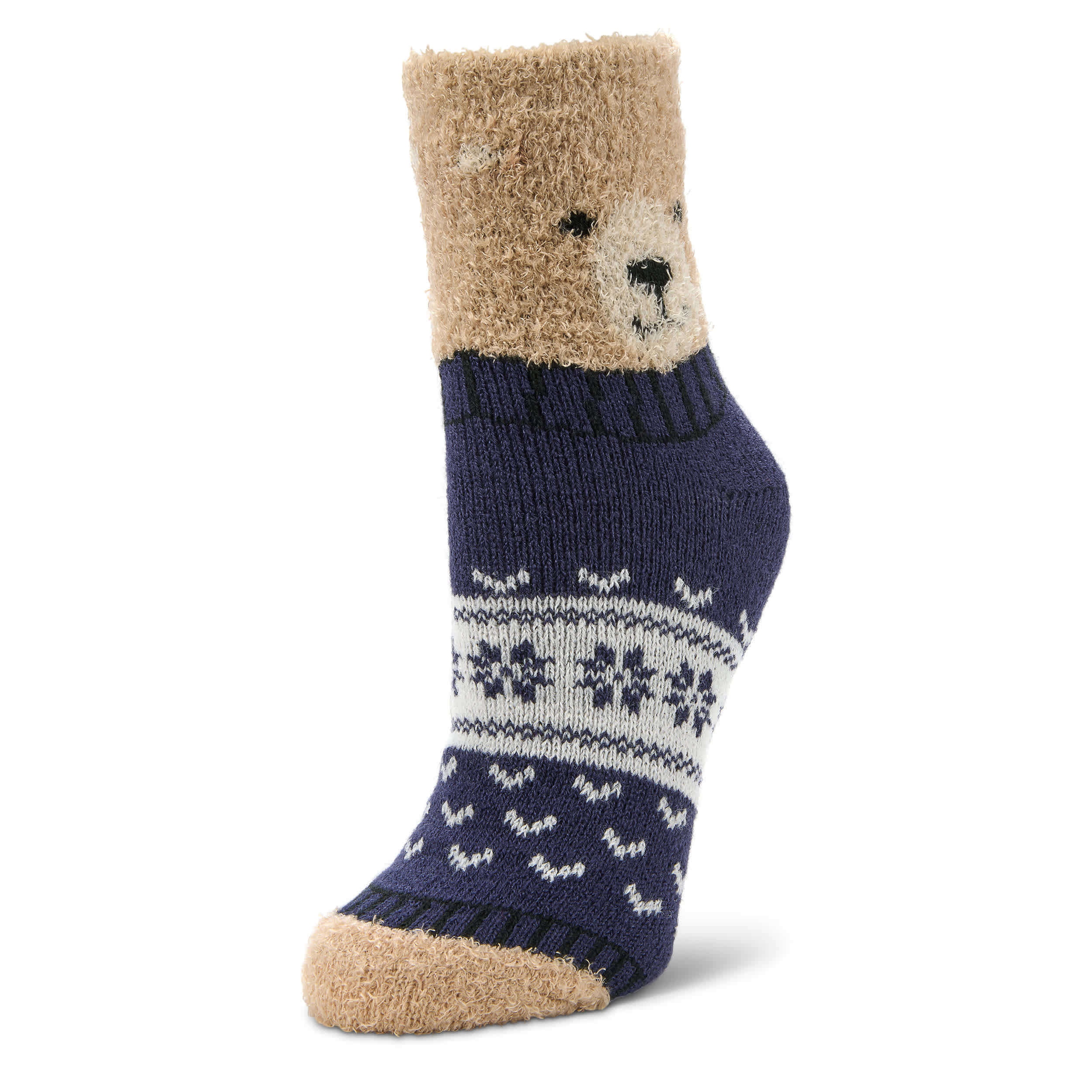 FIRESIDE-WOMENS WINTER BEAR CREW SLIPPER SOCK 1 PAIR-ASSORTED & 
