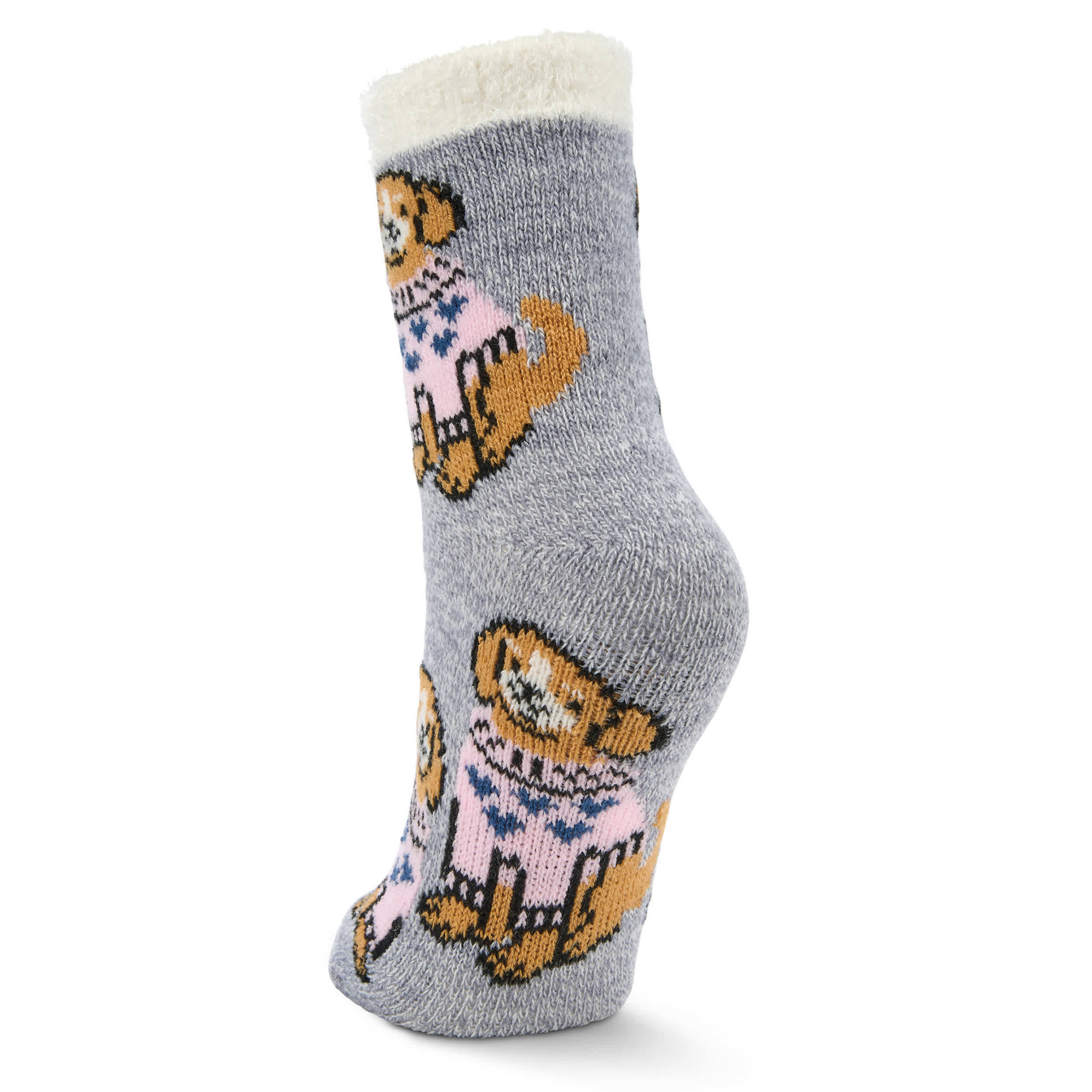 FIRESIDE-WOMENS FESTIVE DOGGIES CREW SLIPPER SOCK 1 PAIR-ASSORTED & 