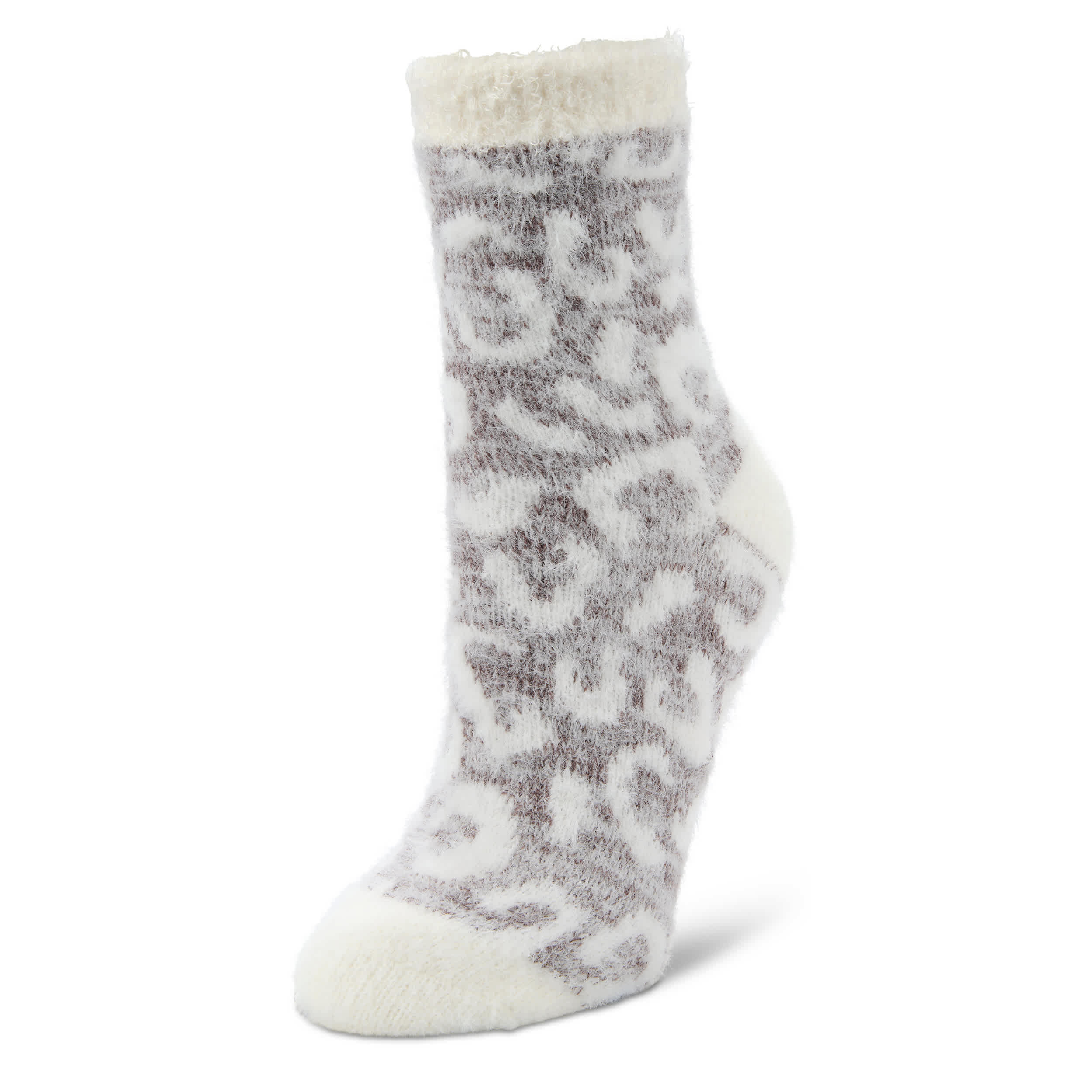 FIRESIDE-WOMENS LEOPARD MINK CREW SLIPPER SOCK 1 PAIR-ASSORTED & 