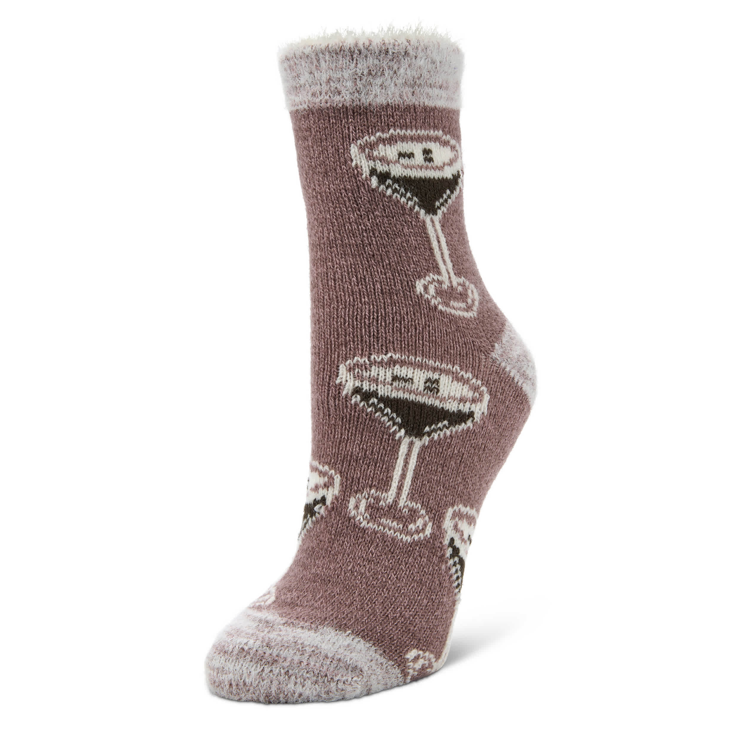 FIRESIDE-WOMENS ESPRESSO MARTINI CREW SLIPPER SOCK 1 PAIR-ASSORTED & 