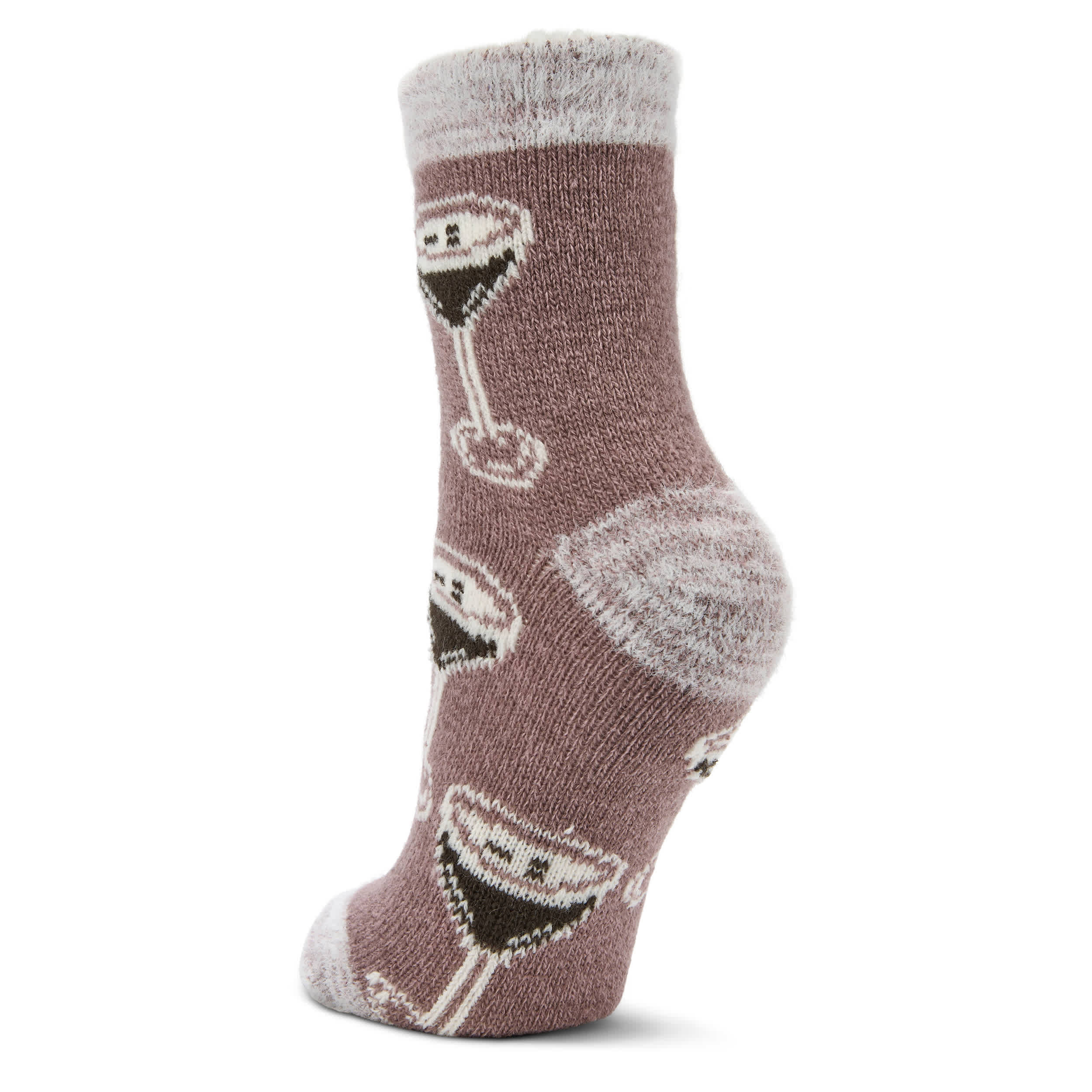 FIRESIDE-WOMENS ESPRESSO MARTINI CREW SLIPPER SOCK 1 PAIR-ASSORTED & 