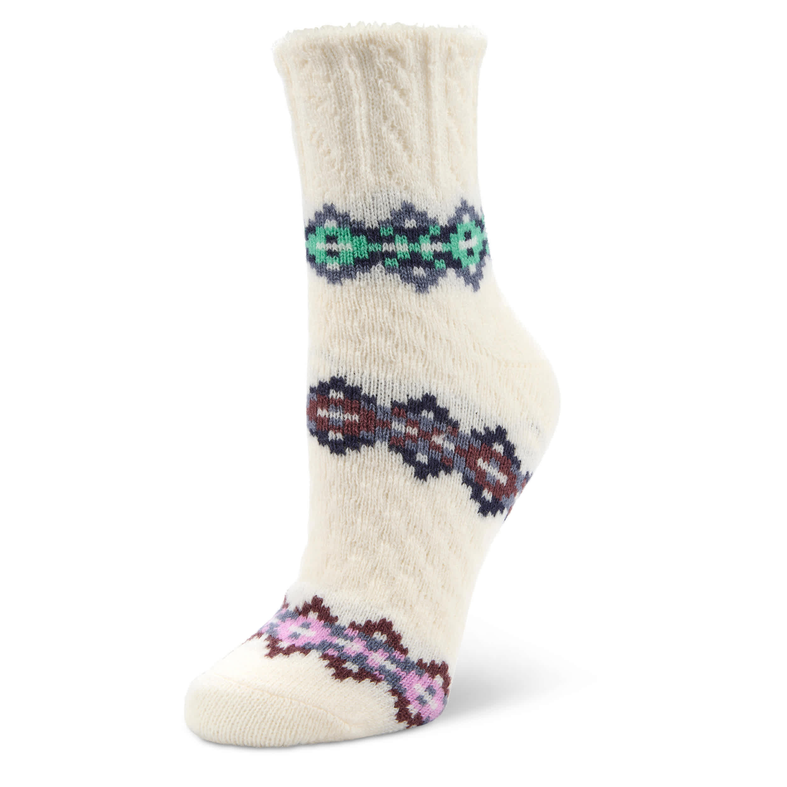 FIRESIDE-WOMENS TEXTURED PATTERN CREW SLIPPER SOCK 1 PAIR-ASSORTED & 