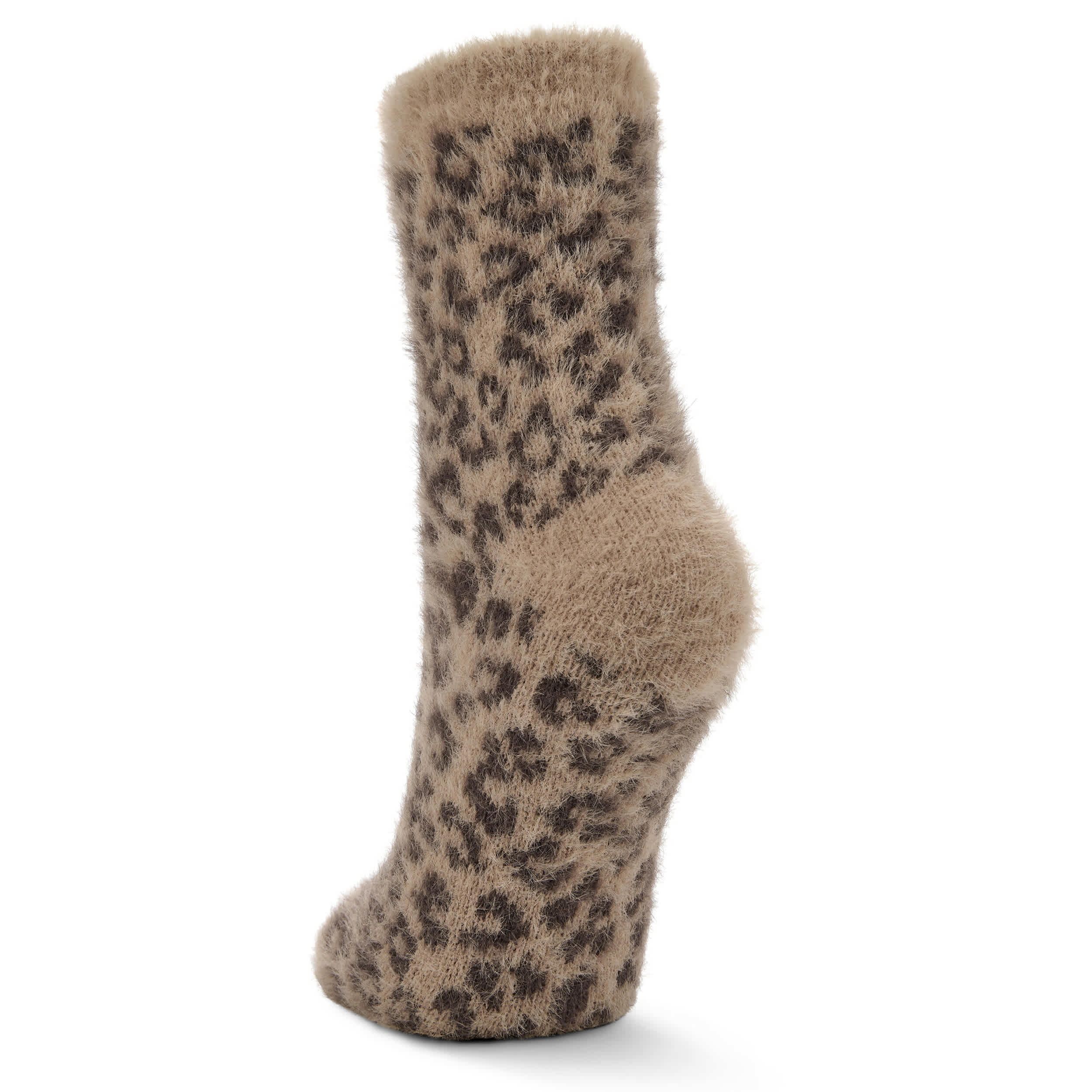 FIRESIDE-WOMENS CHEETAH MINK CREW SLIPPER SOCK 1 PAIR-ANIMAL & 