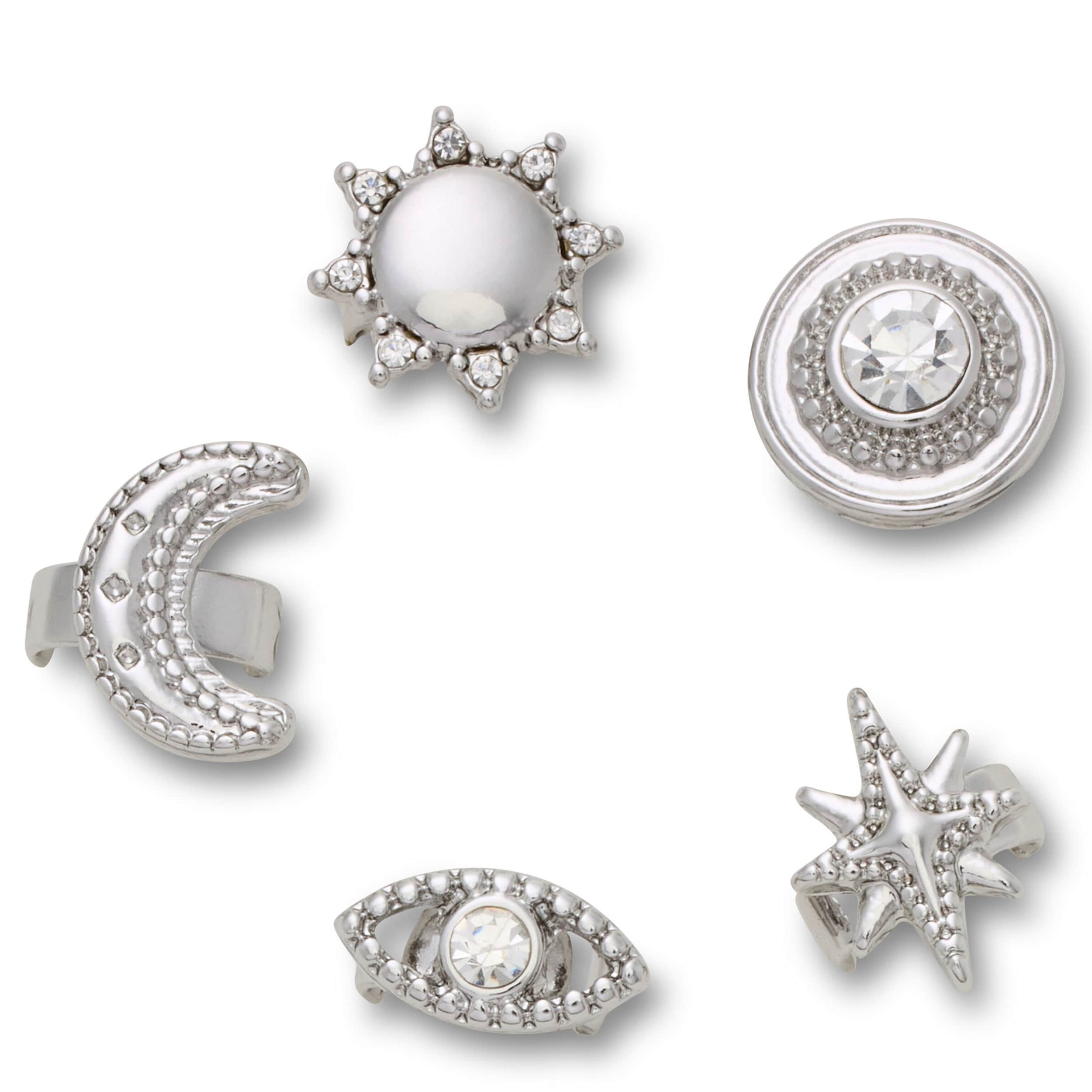 CROCS-UNISEX SILVER ICONS SANDAL CHARMS 5 PACK-ASSORTED & 