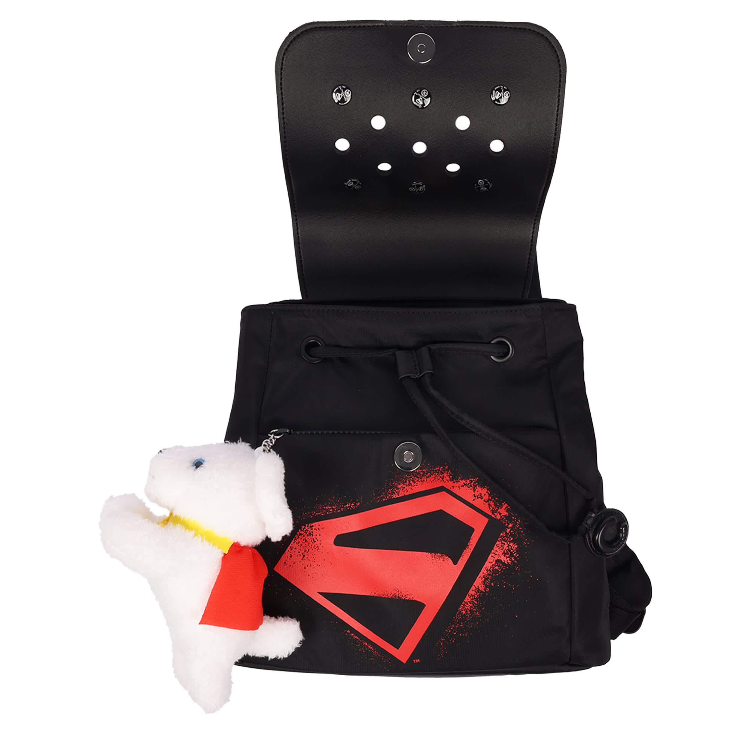 CROCS-UNISEX SUPERGIRL BACKPACK WITH KRYPTO PLUSH-BLACK & MULTICOLOR