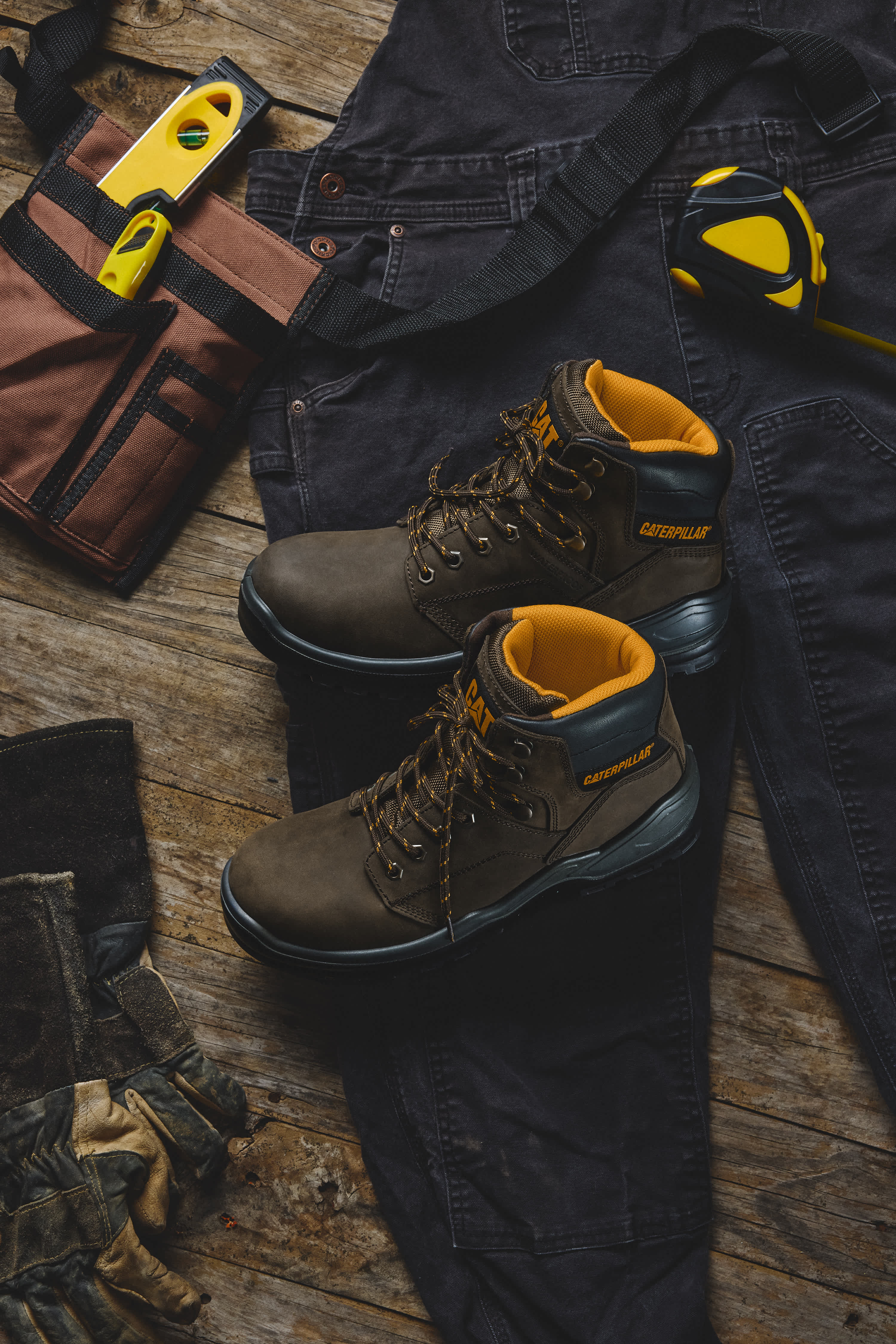 CATERPILLAR-MENS STRIVER STEEL TOE WORK BOOT-BROWN & 