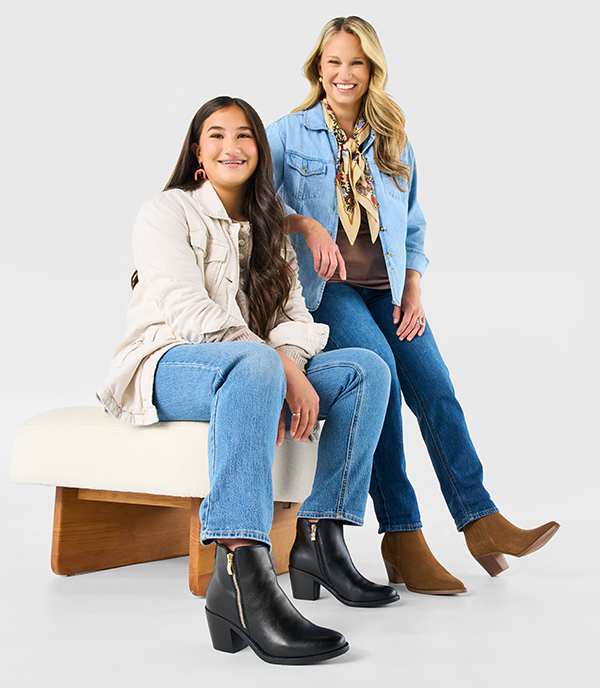 Two women are happy in their comfortable fall boots