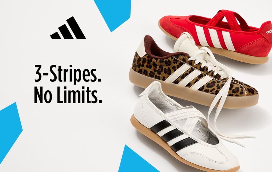 Two trendy adidas sneakers are placed next to each other on white floor.