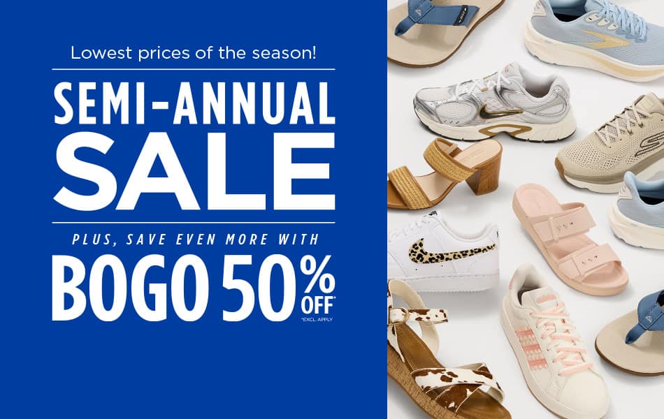 Lowest prices of the season! Semi-Annual Sale. Plus, save even more with BOGO 50% Off*. *Excl. Apply.