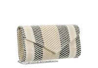 WOMENS STRIPE STRAW CLUTCH