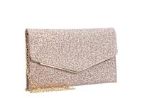 WOMENS GLITTER DOUBLE COMPARTMENT ENVELOPE HANDBAG