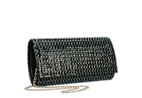 WOMENS CRYSTAL FLAP ROLL CLUTCH